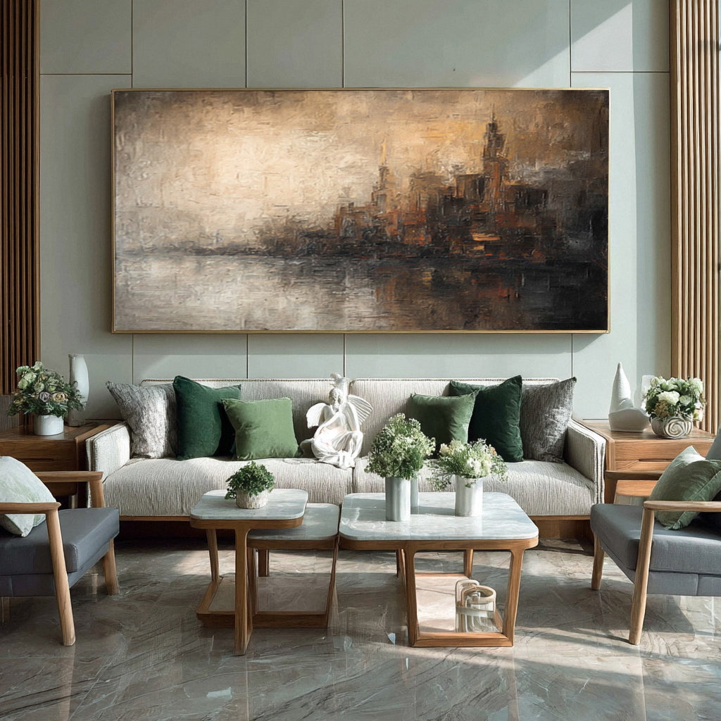 Panoramic City Skyline Art Modern Wall Decor #WG 018
