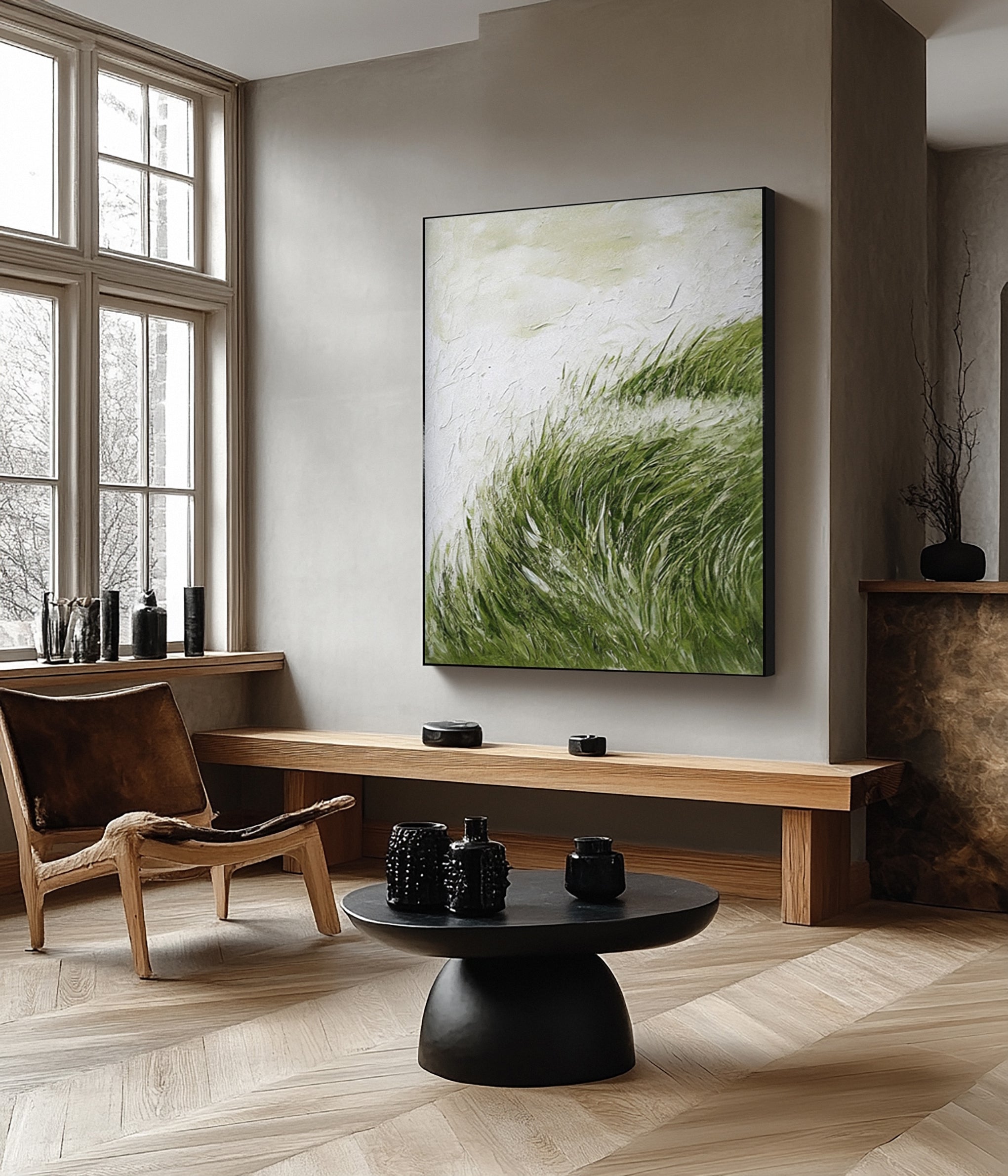 Abstract Art with a Textured Surface Evoking Windswept Vegetation #BGA 276
