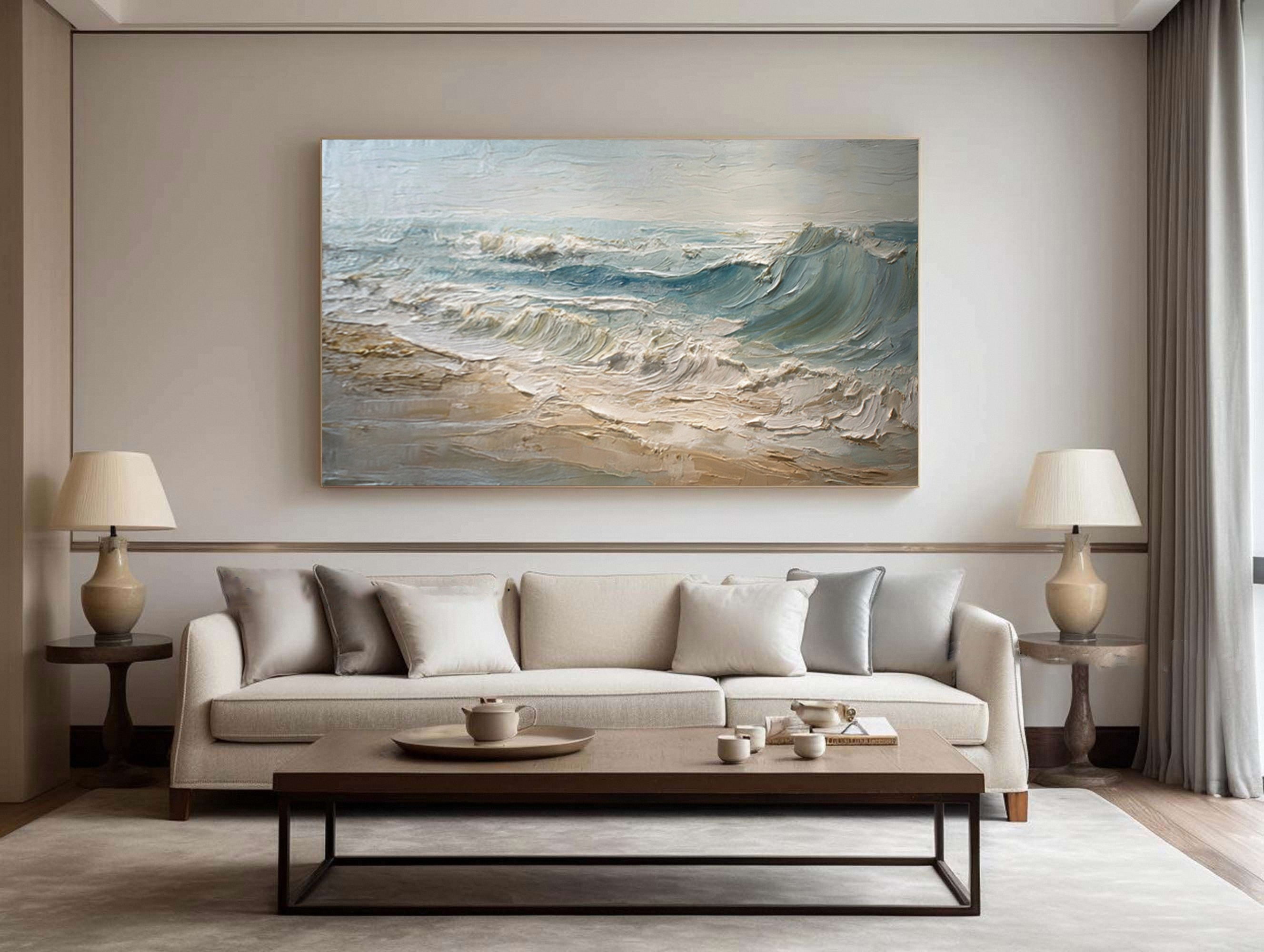 Contemporary Ocean Art Impasto Waves Wall Decor #WG 039