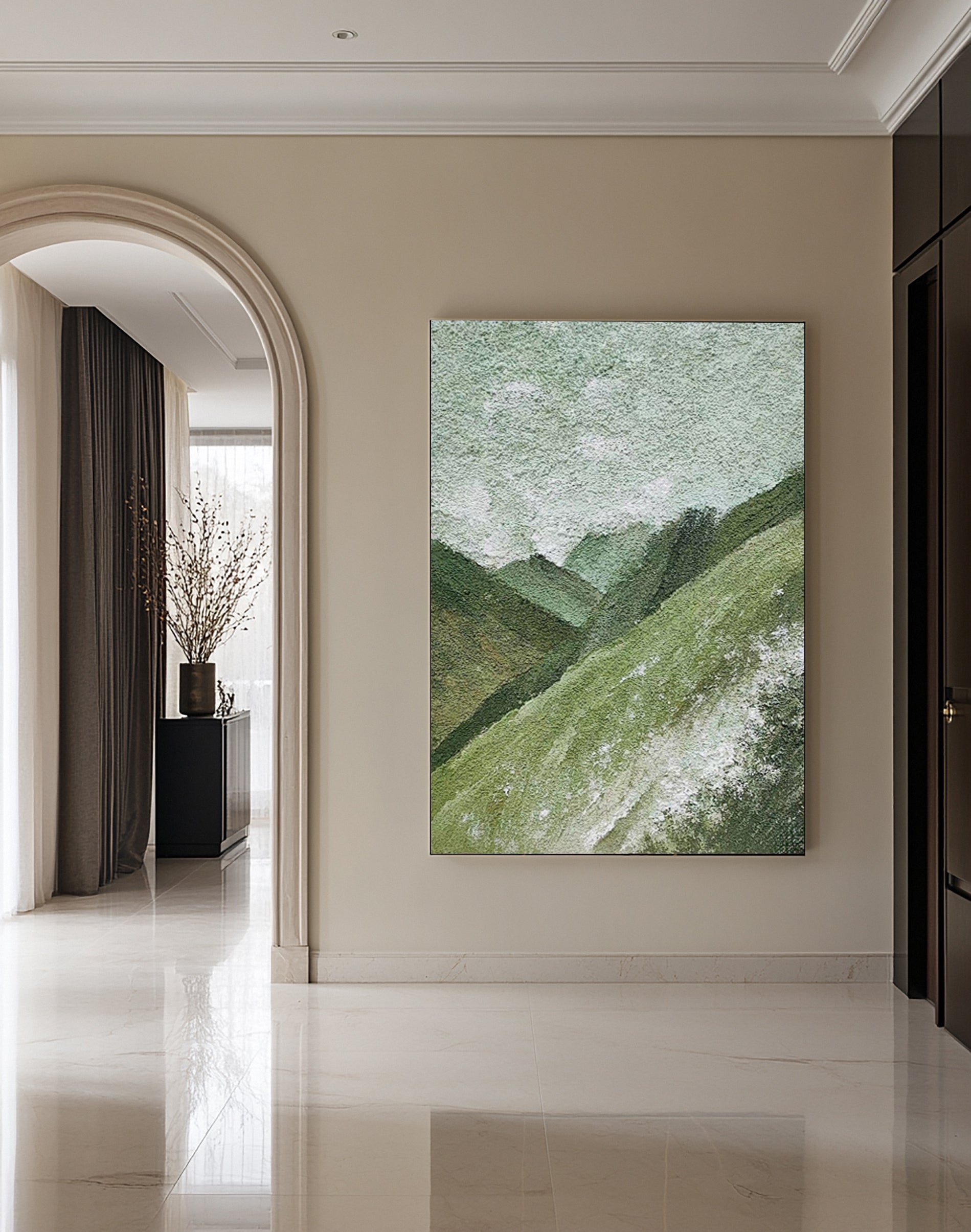Abstract Art with Texture Evoking Hills and Light Patches #BGA 274