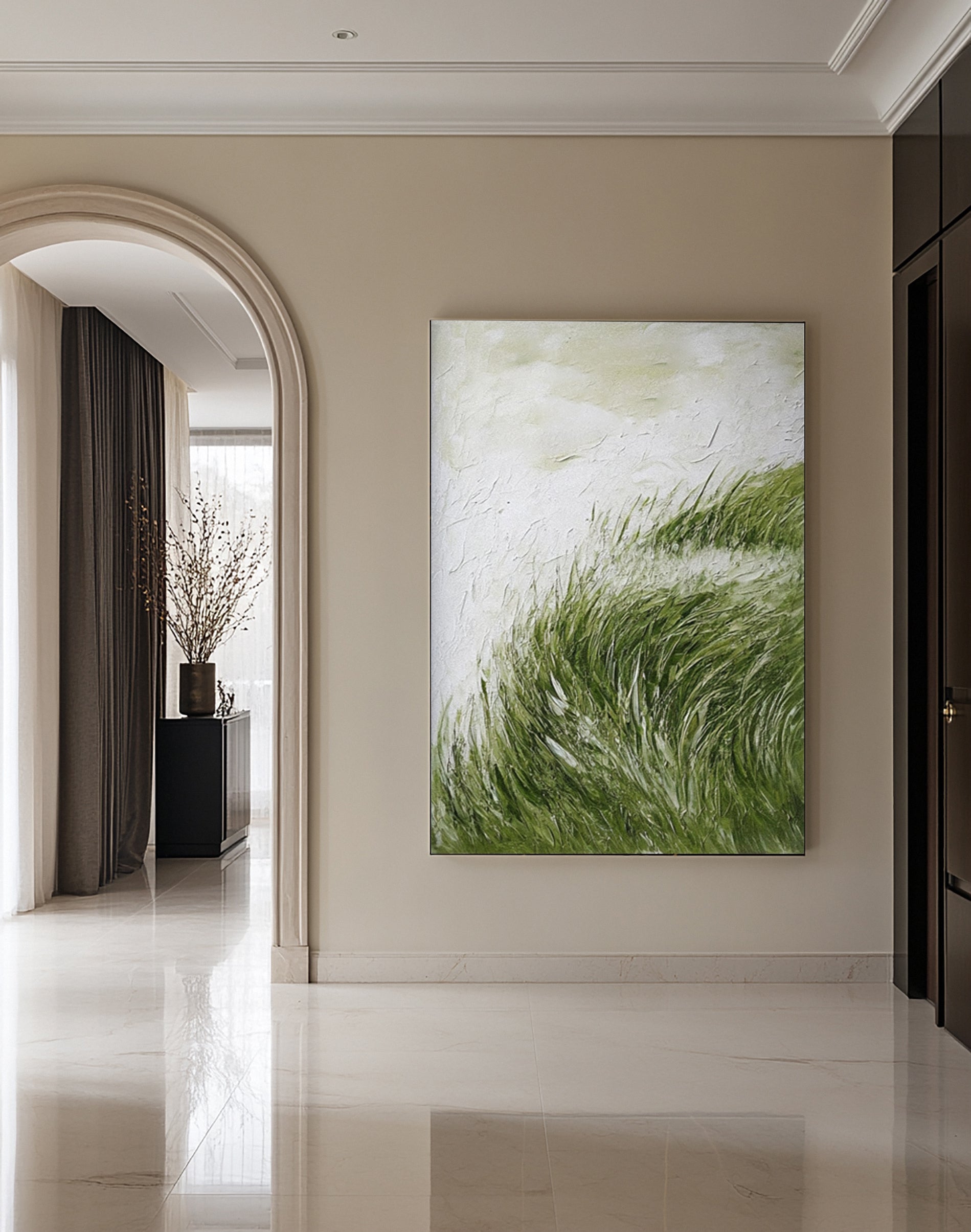 Abstract Art with a Textured Surface Evoking Windswept Vegetation #BGA 276