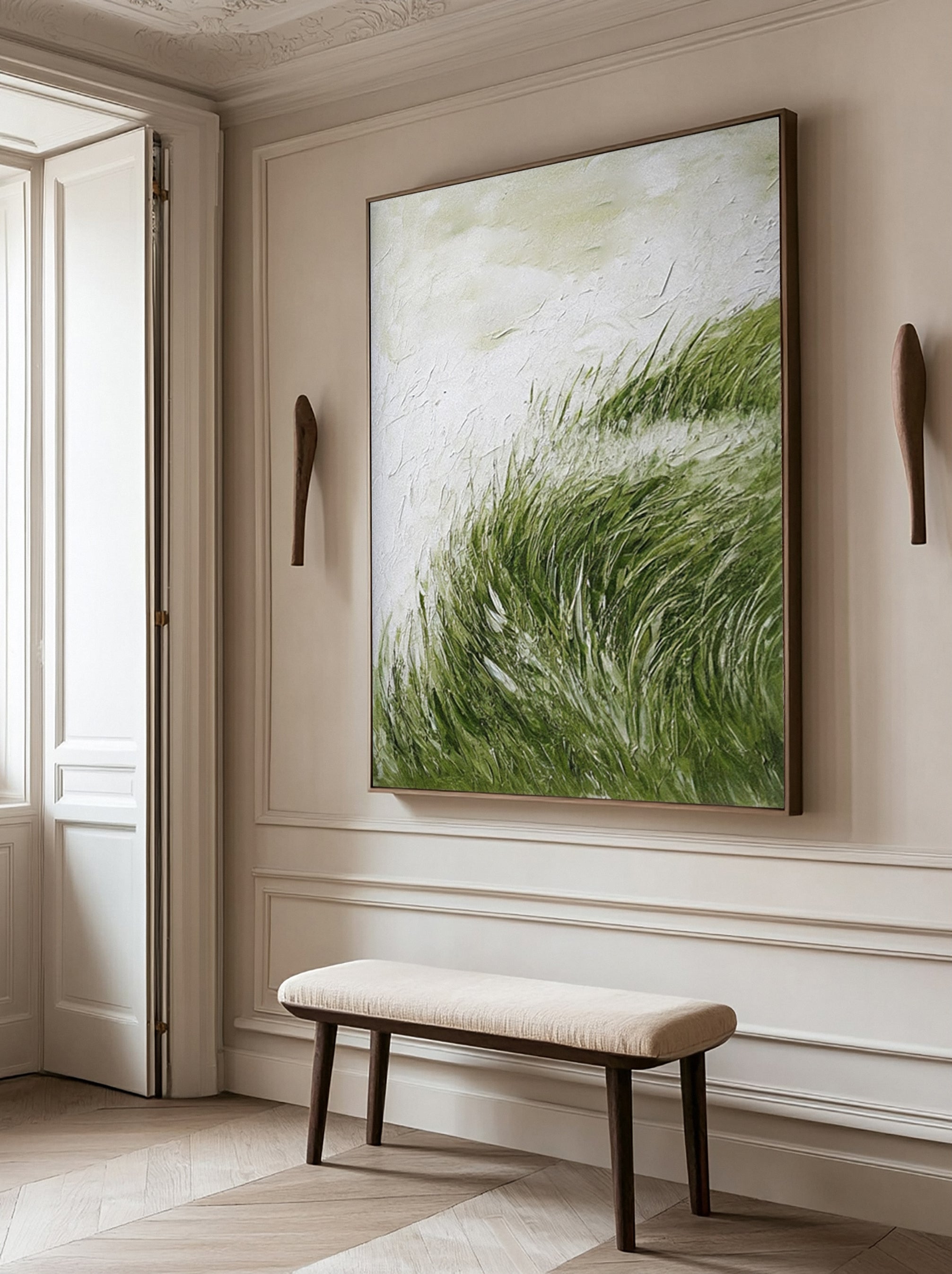 Abstract Art with a Textured Surface Evoking Windswept Vegetation #BGA 276
