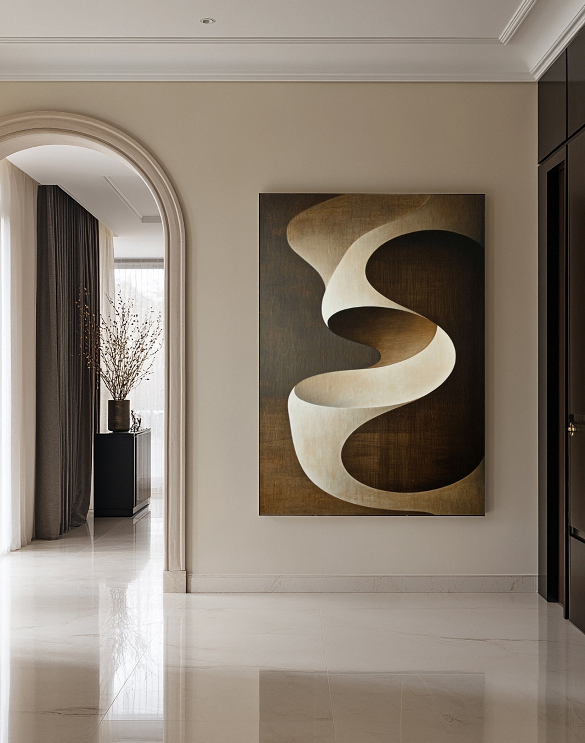 Ascending Curve: Dynamic Abstract in Earthy Tones #BGA 212