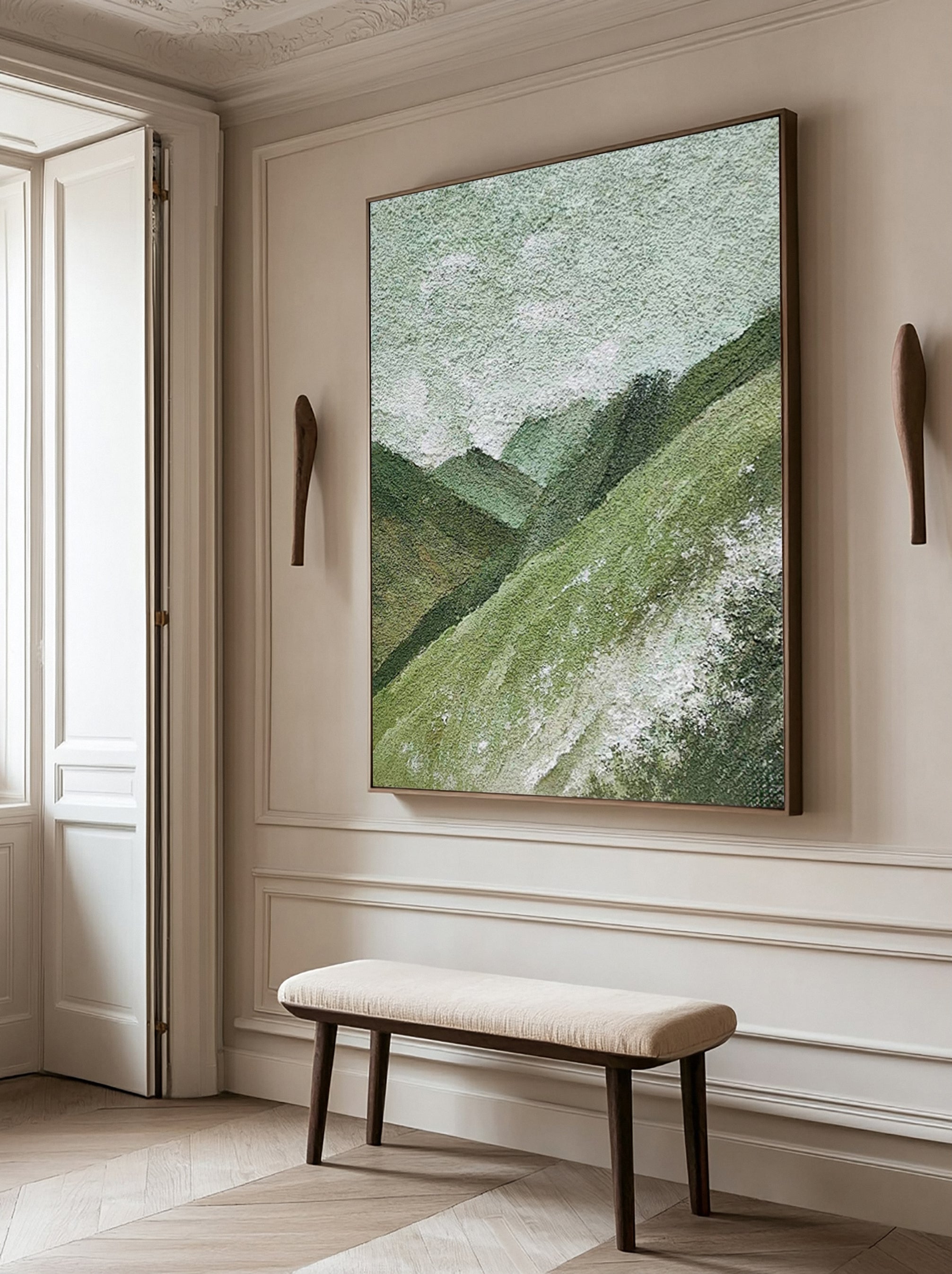 Abstract Art with Texture Evoking Hills and Light Patches #BGA 274
