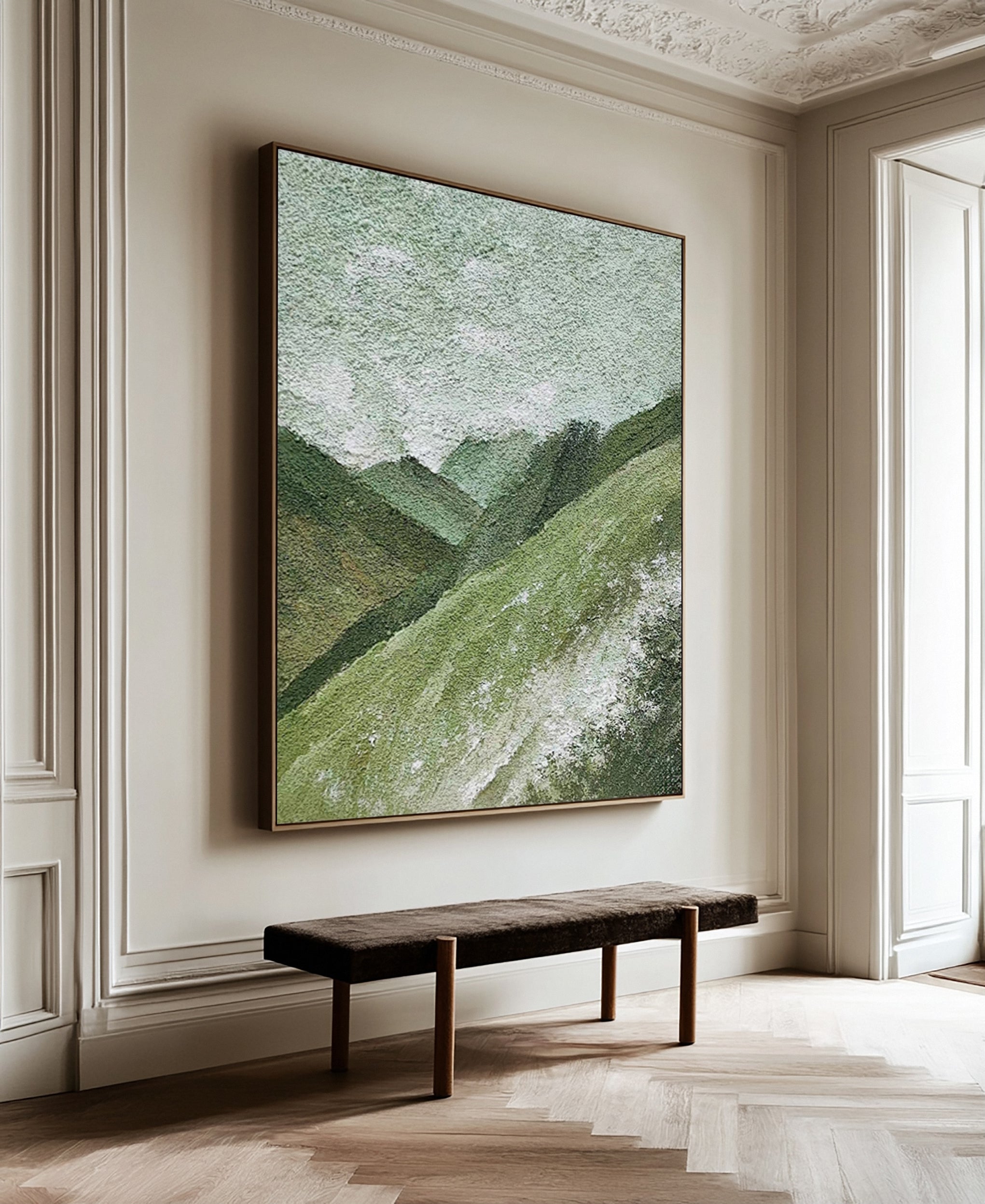 Abstract Art with Texture Evoking Hills and Light Patches #BGA 274
