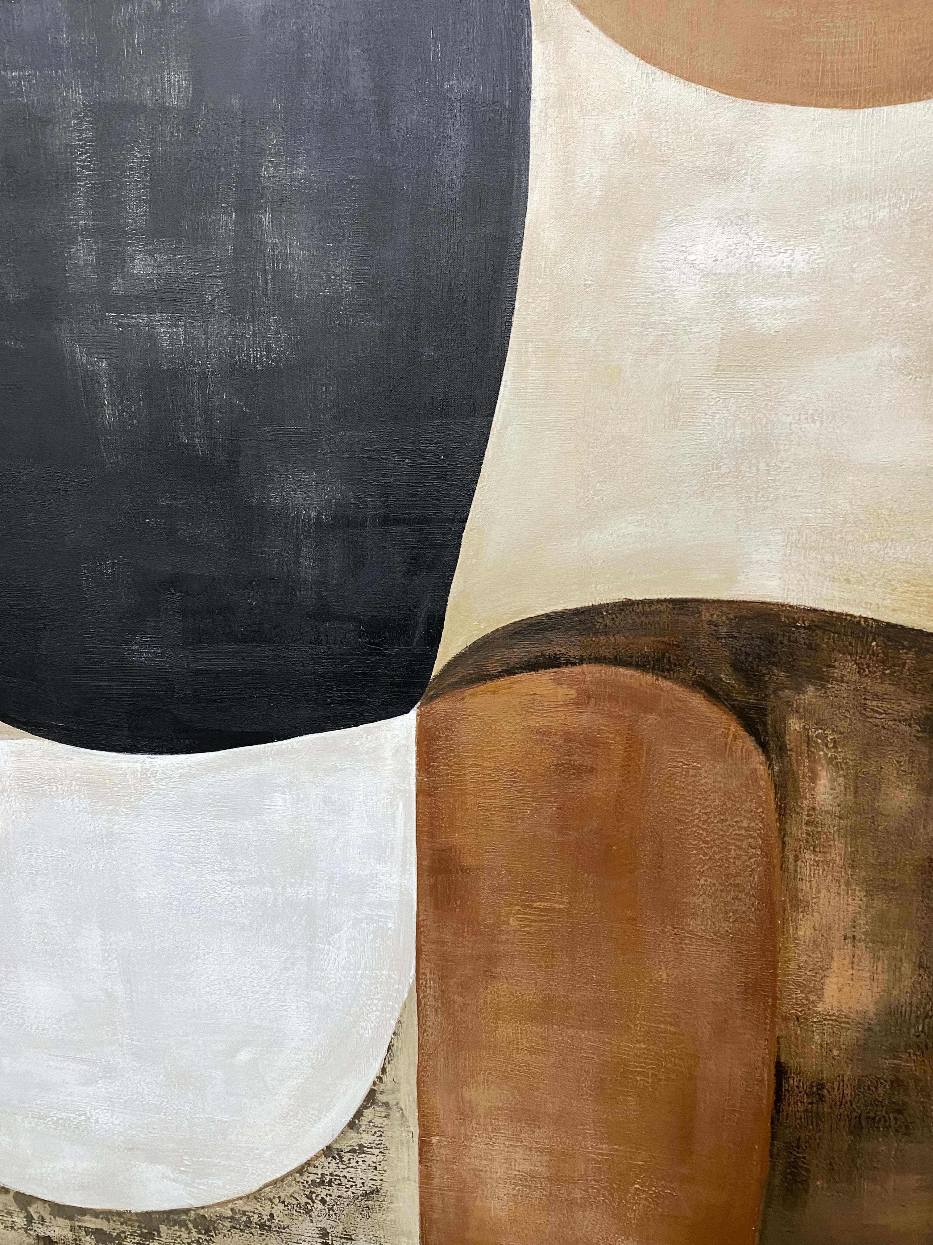 Abstract Art with Textured Shapes in Black, White, and Beige #BGA 281