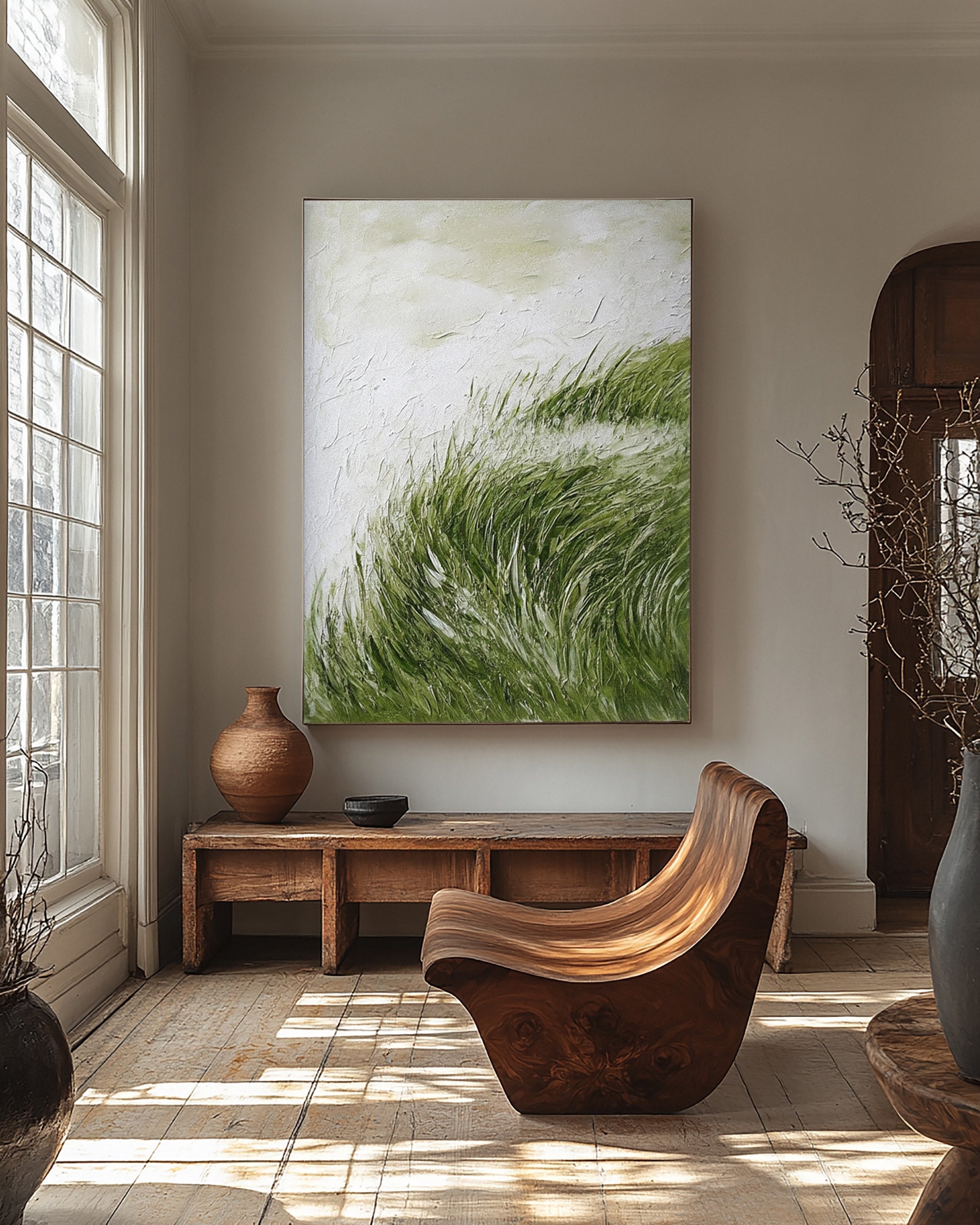 Abstract Art with a Textured Surface Evoking Windswept Vegetation #BGA 276