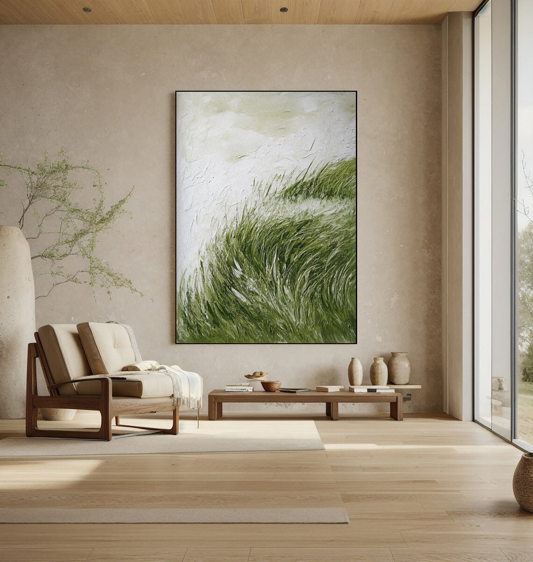 Abstract Art with a Textured Surface Evoking Windswept Vegetation #BGA 276