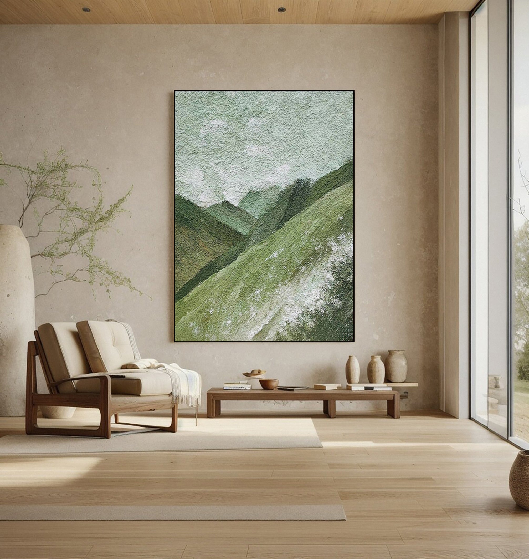 Abstract Art with Texture Evoking Hills and Light Patches #BGA 274