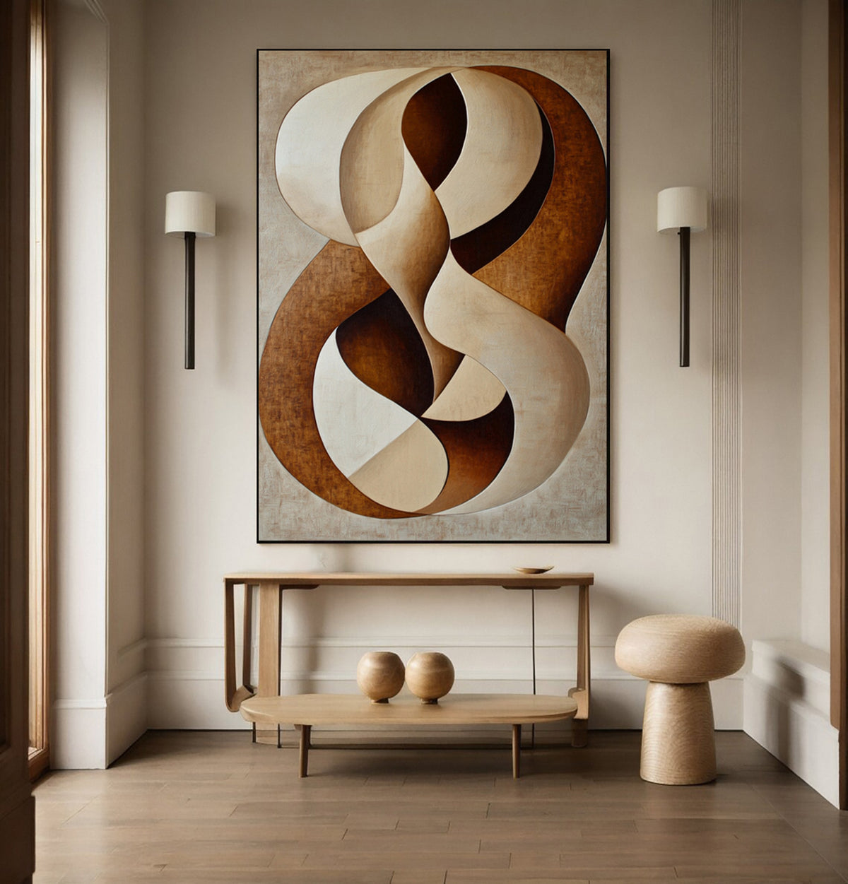 Quiet Abstract Quiet Embrace: Minimalist Abstract with Gentle Swirling Forms #BGA 211
