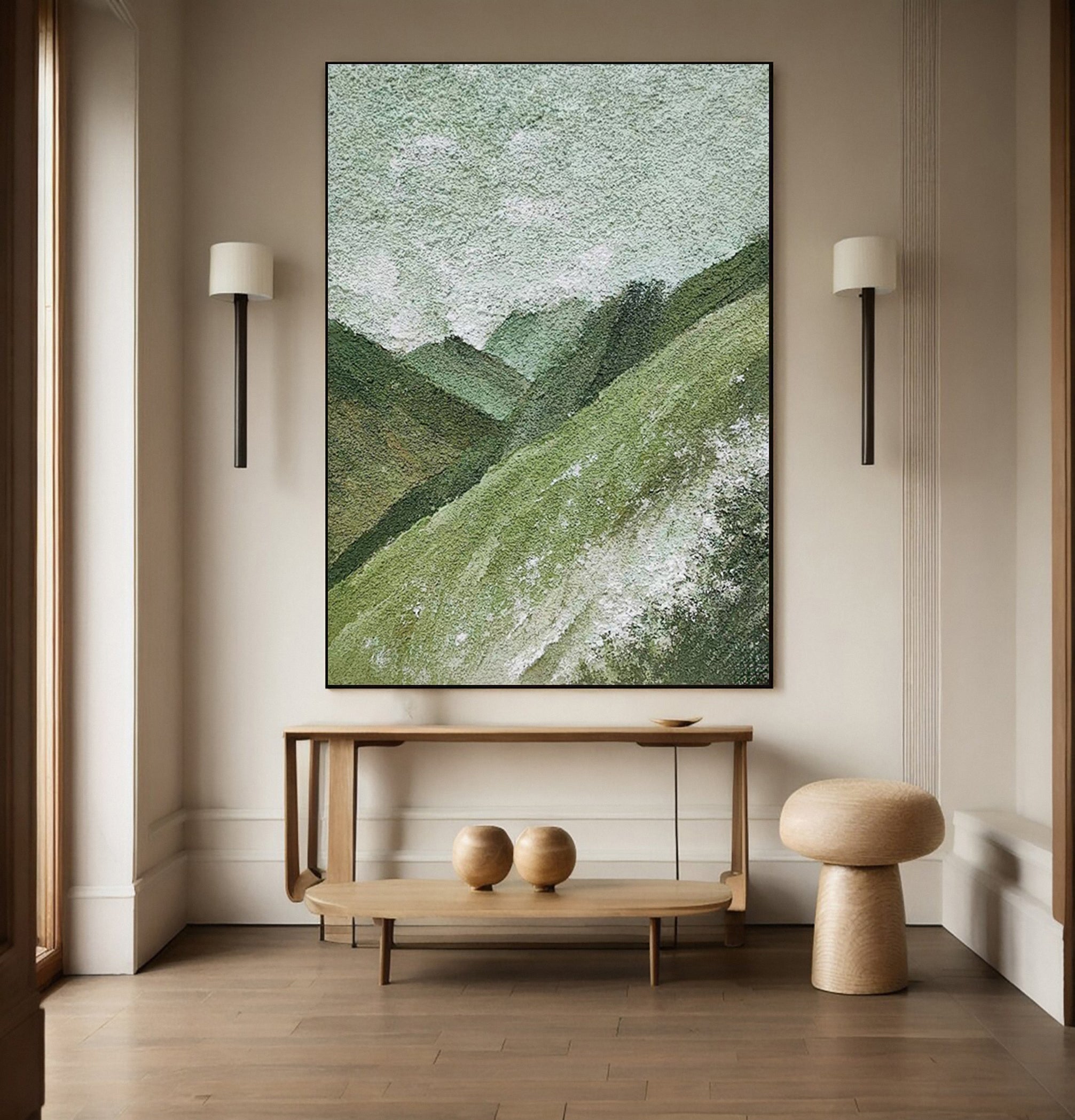 Abstract Art with Texture Evoking Hills and Light Patches #BGA 274