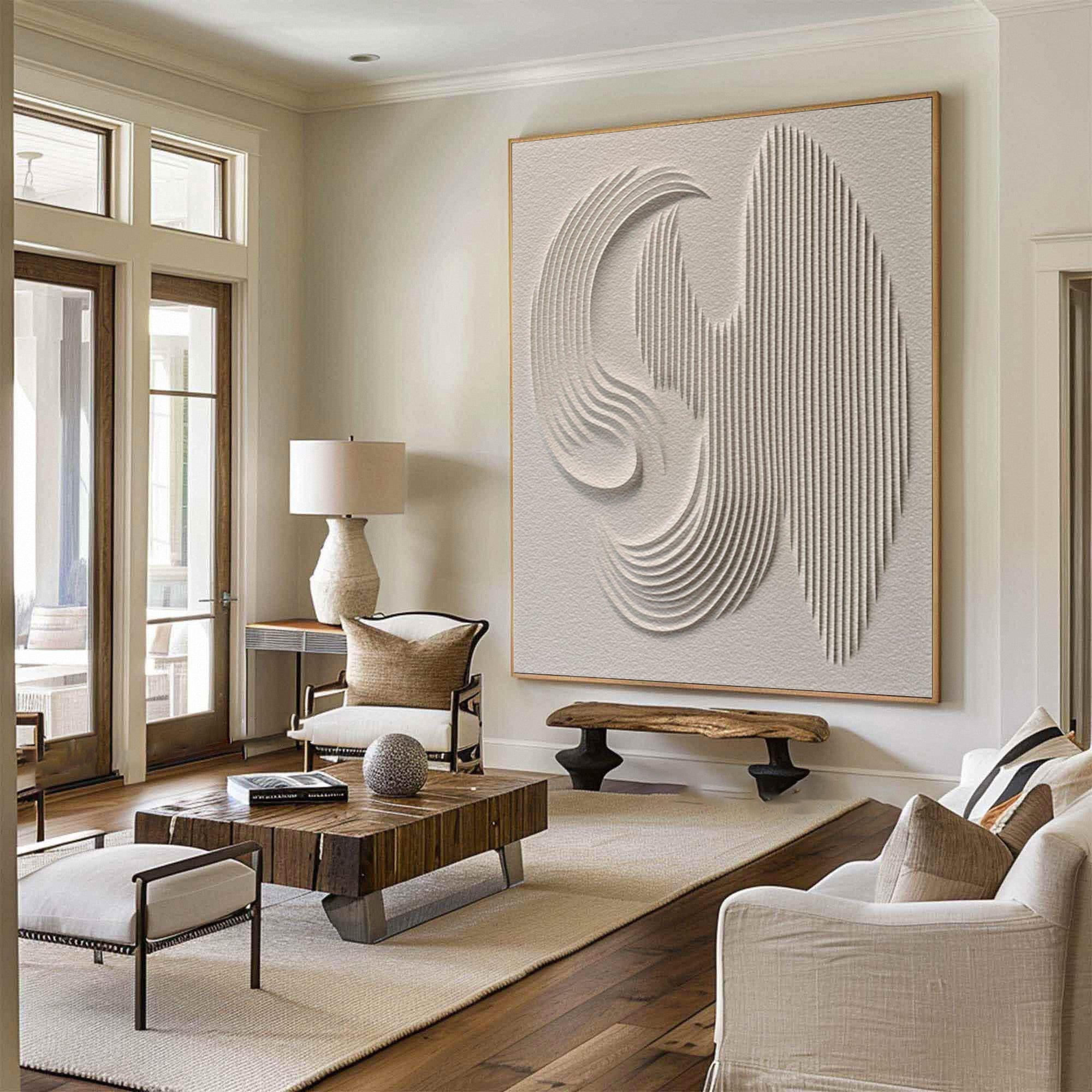 3D Textured Wall Art with Organic Waves in Minimalist Neutral Tones #BBM 022