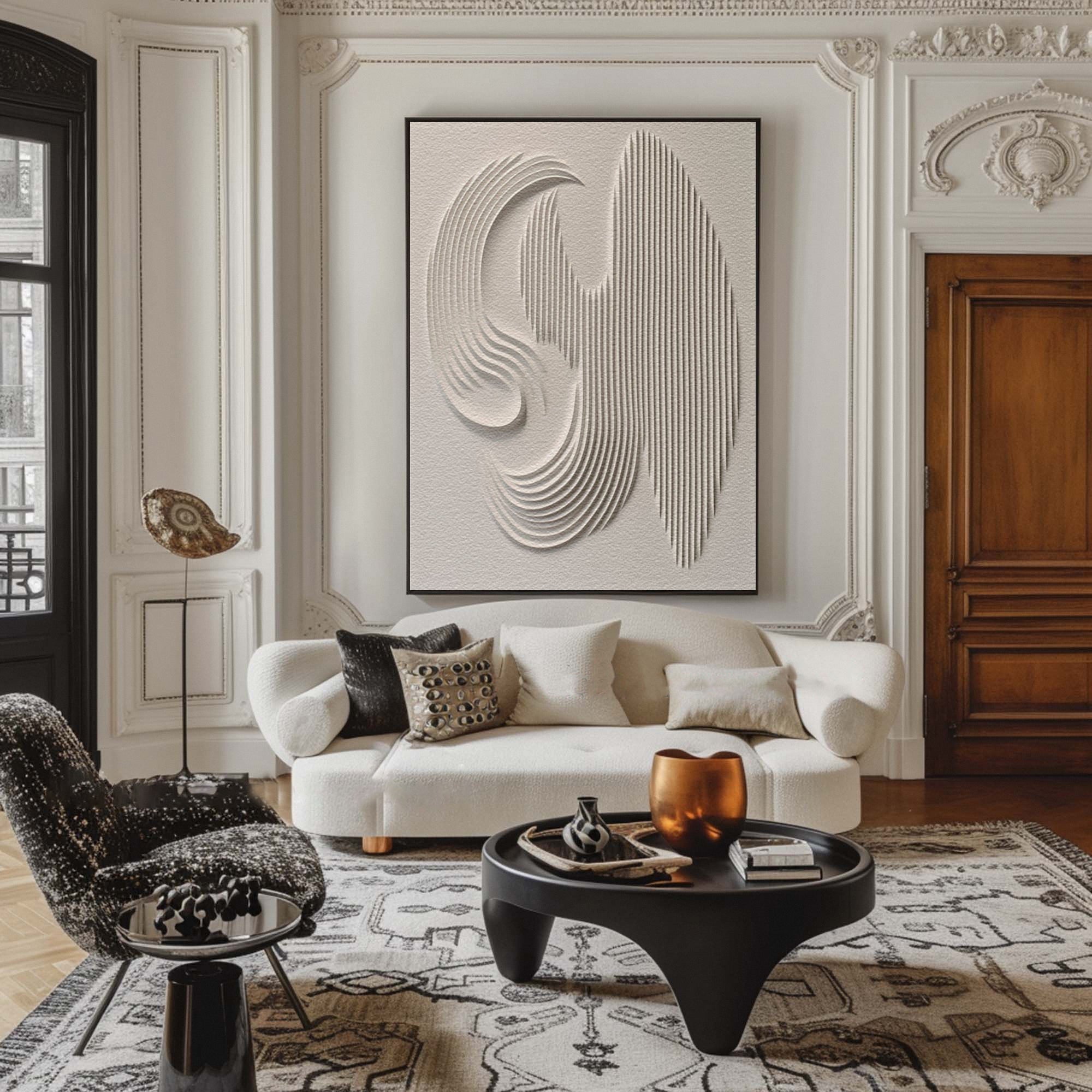 3D Textured Wall Art with Organic Waves in Minimalist Neutral Tones #BBM 022