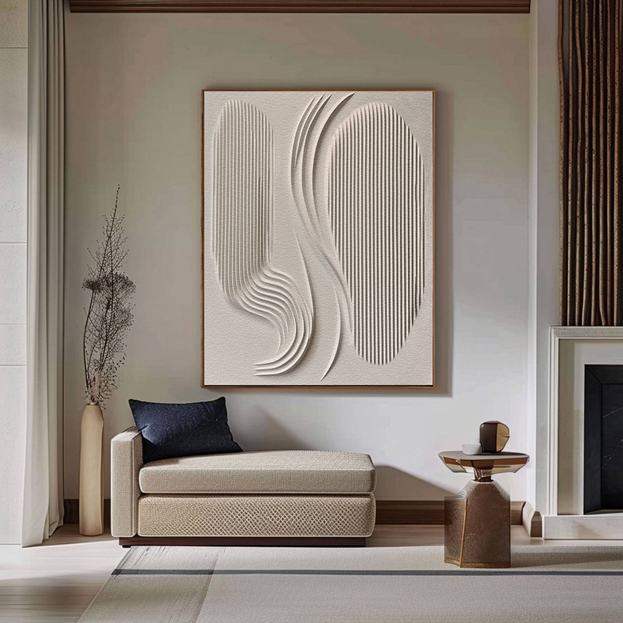 Modern Textured Canvas Art in Neutral Palette for Living Room Decor #BBM 026