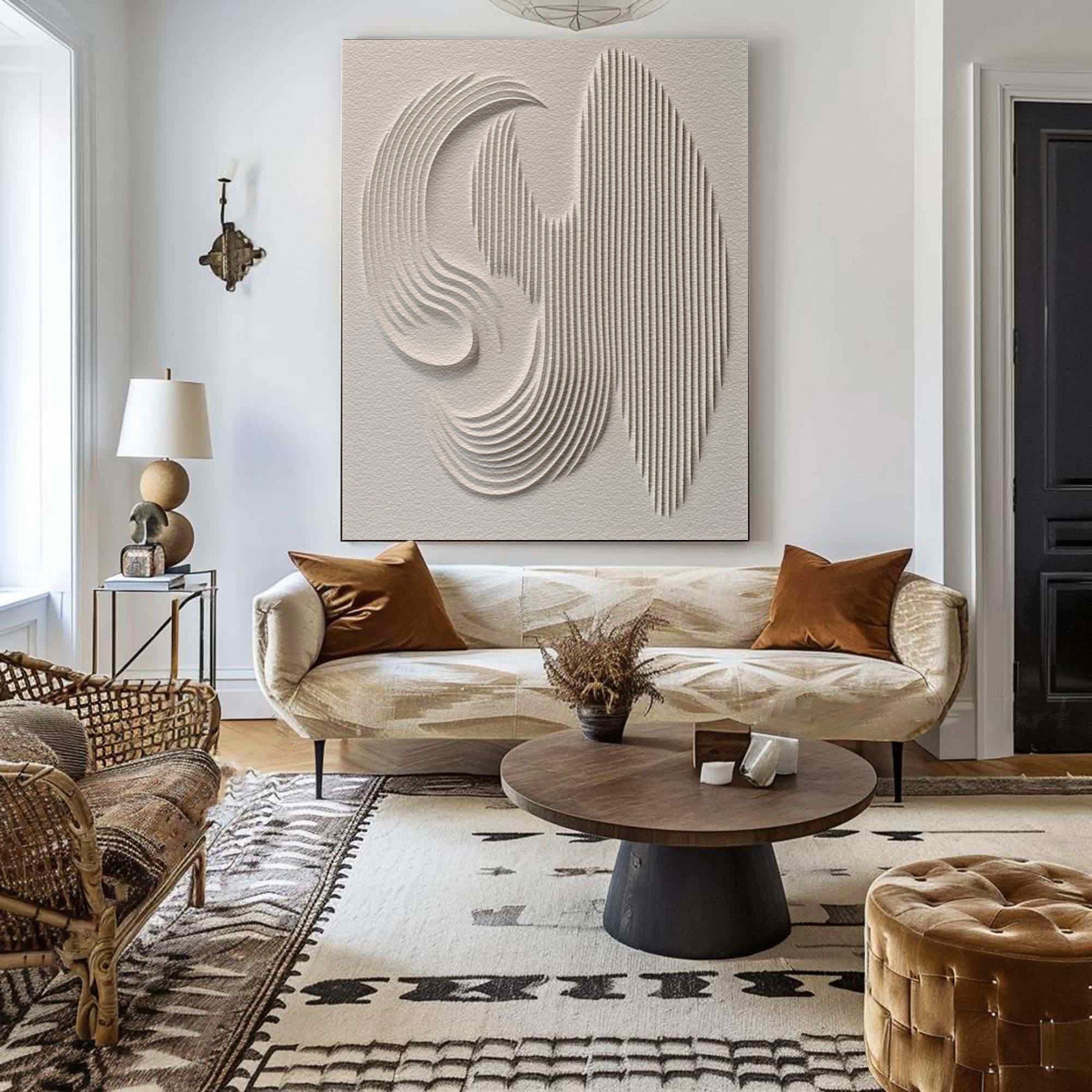 3D Textured Wall Art with Organic Waves in Minimalist Neutral Tones #BBM 022