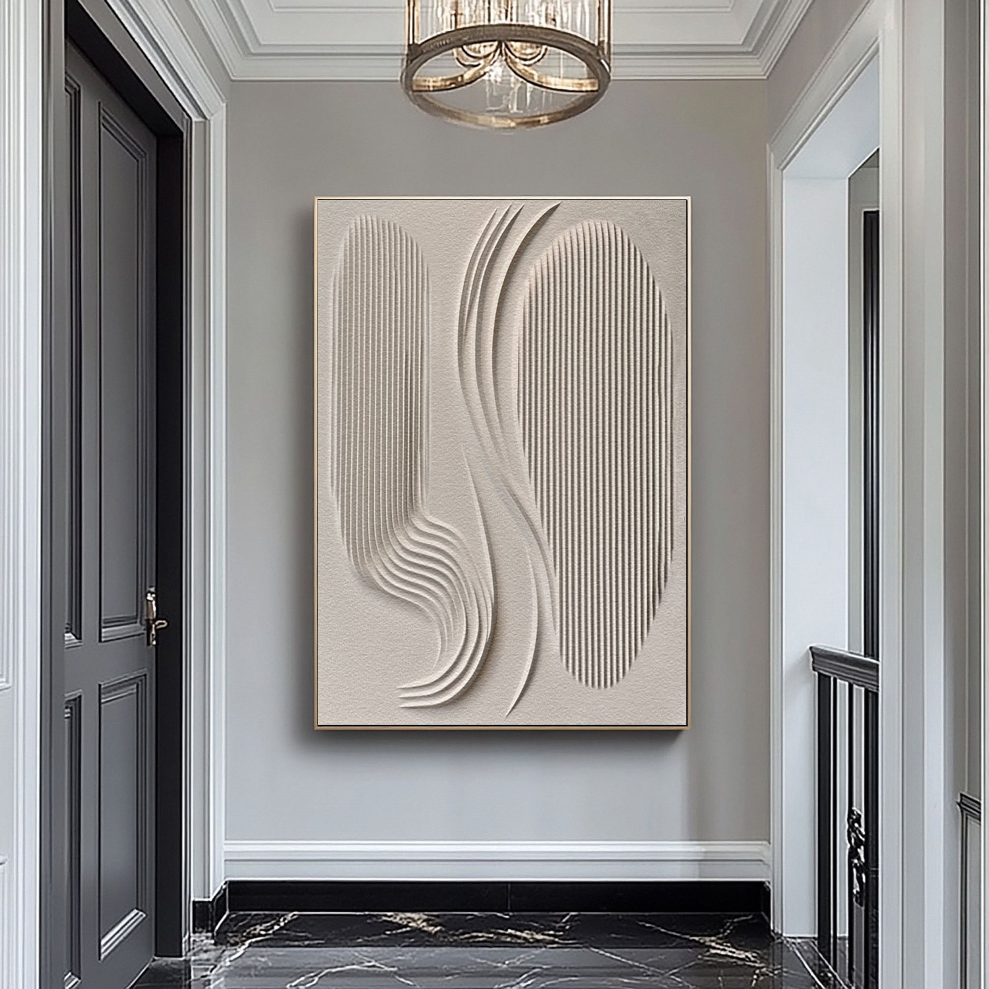 Modern Textured Canvas Art in Neutral Palette for Living Room Decor #BBM 026