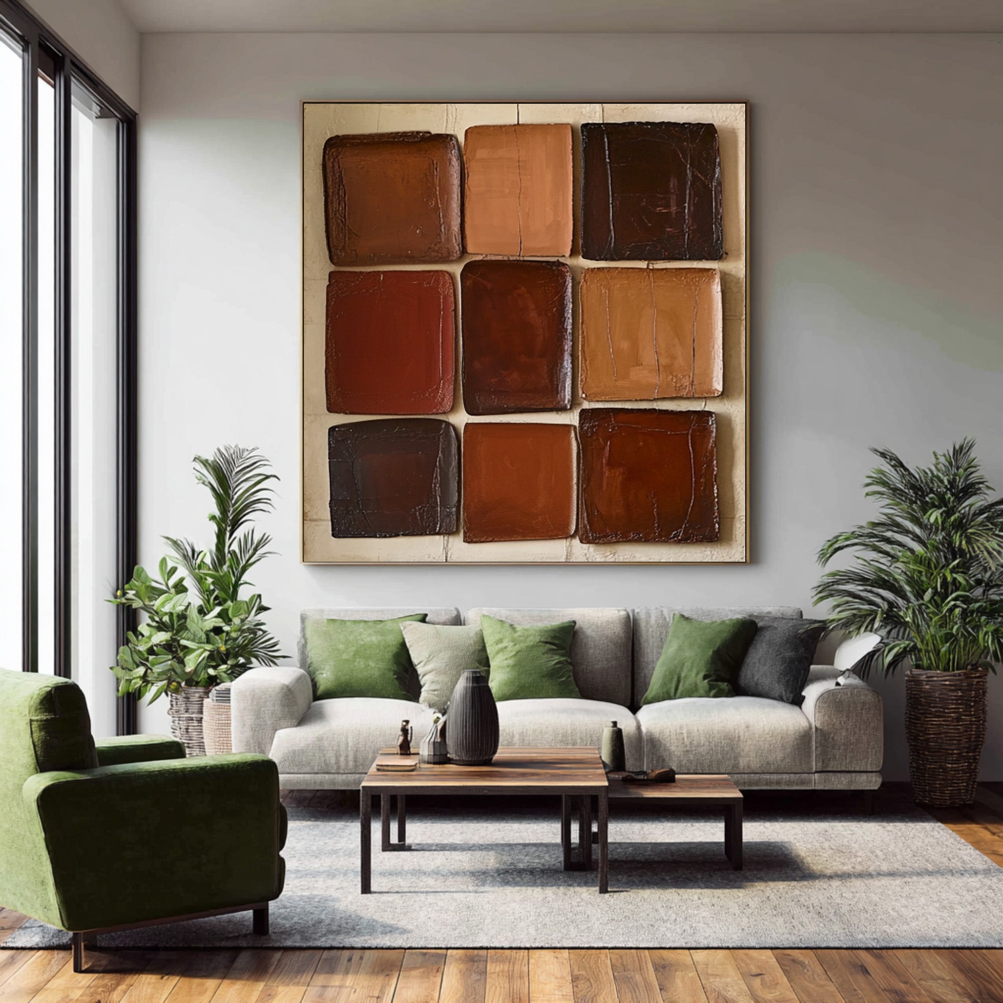 Large Contemporary Abstract Oil Painting, Earth Tone Textured Art for Modern Interior | ArtvistaGallery #WAB 009