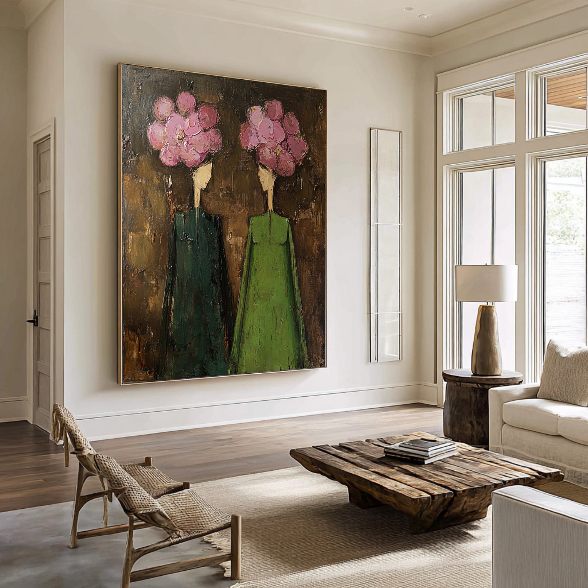 Large Contemporary Figurative Oil Painting – Statement Canvas Art for Entryway Wall #WAB 038