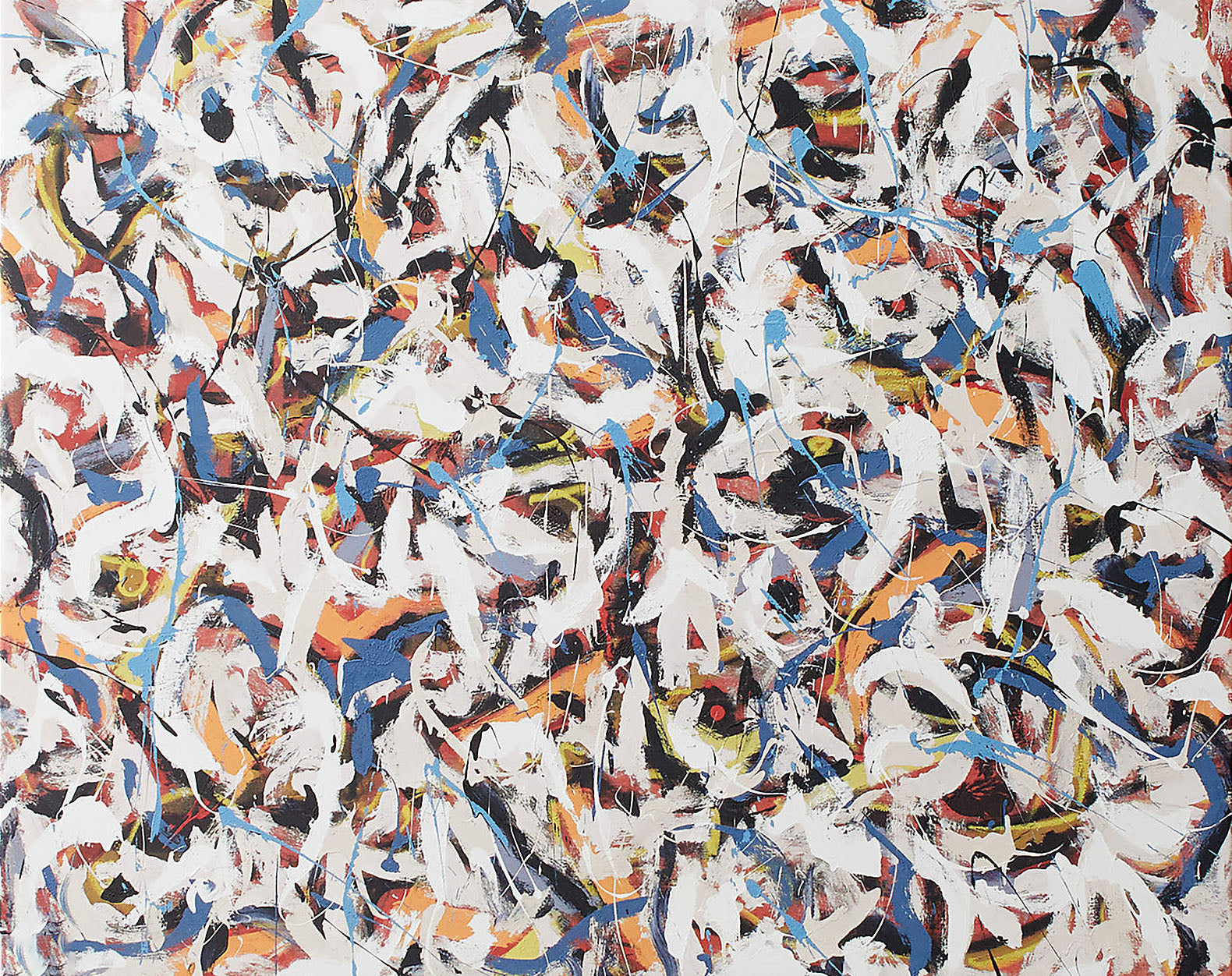 Dynamic Color Layering, Swirling Brushstrokes on White #BGA 064