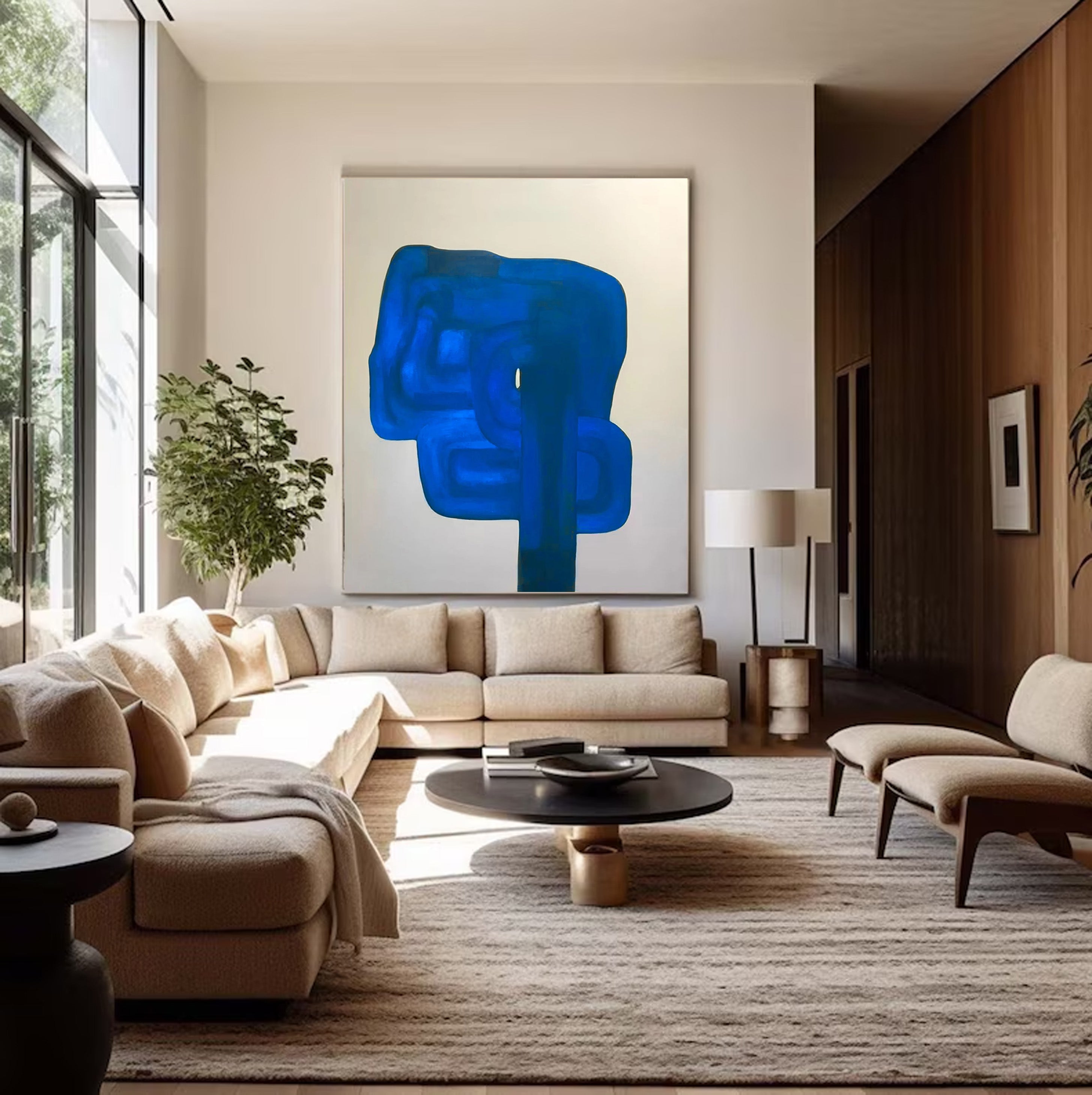 Blue Monolith: Abstract Expressionist, Vibrant Blue Canvas #BGA 119