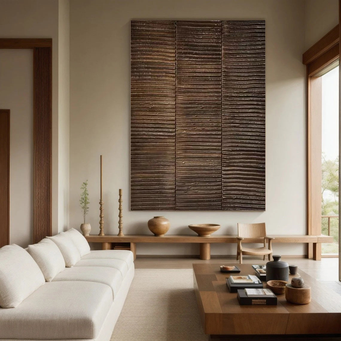 Rustic Horizon: Organic Wood Art, Textured Wall Decor #BGA 118