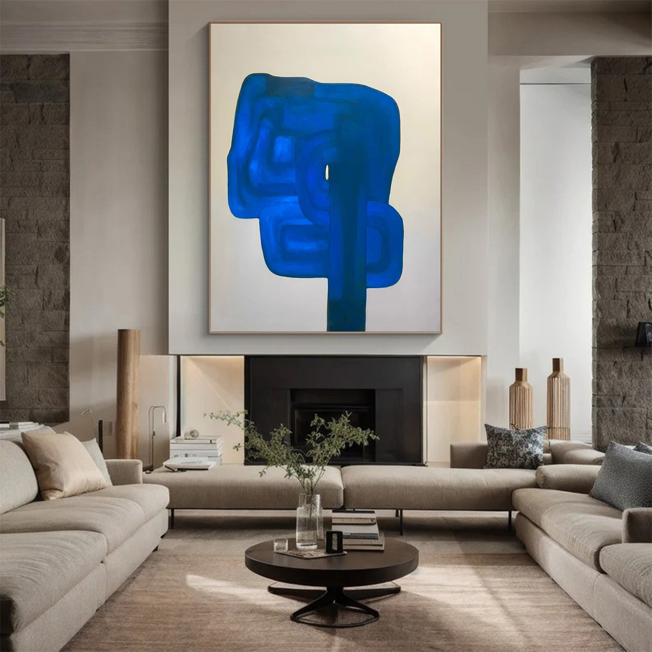Blue Monolith: Abstract Expressionist, Vibrant Blue Canvas #BGA 119