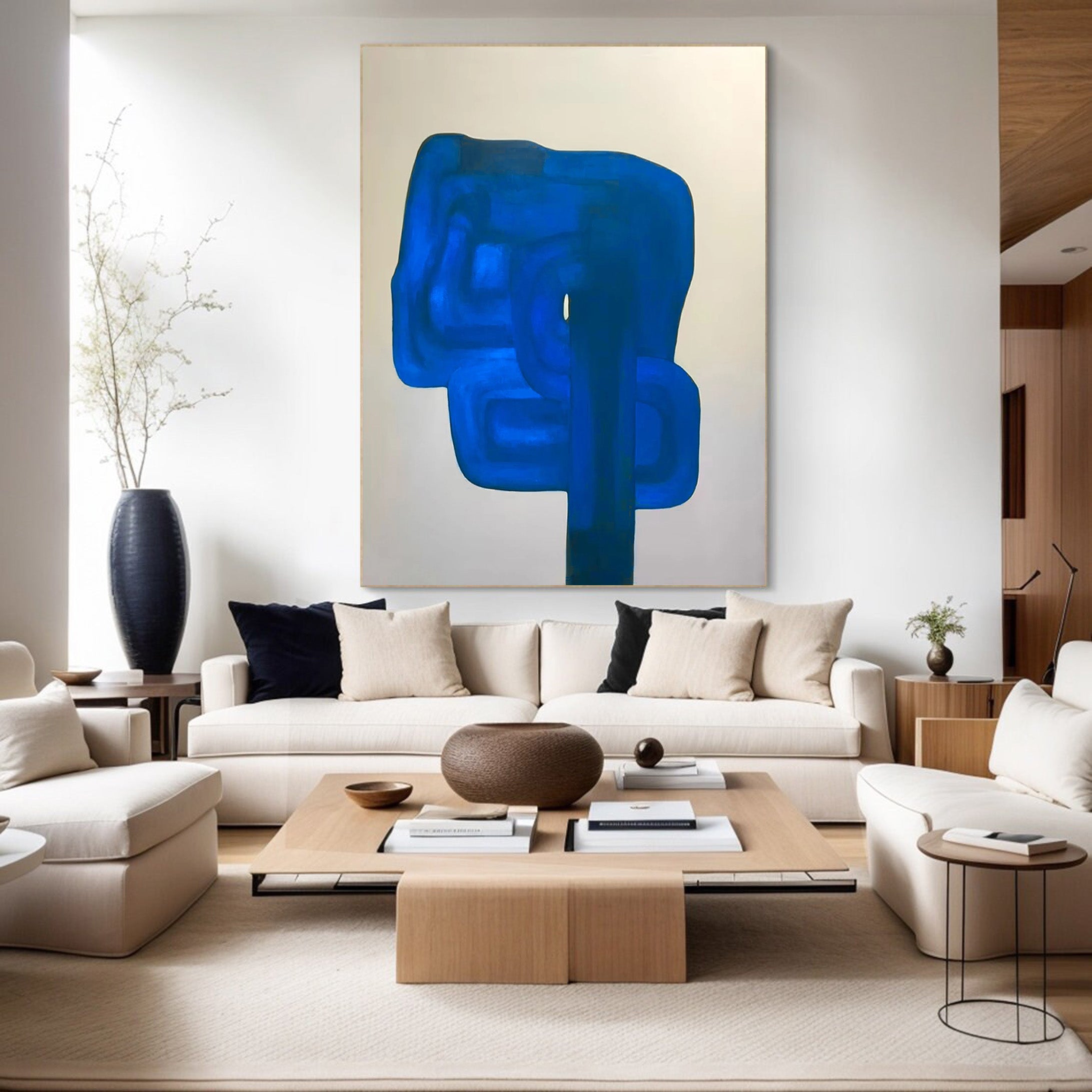 Blue Monolith: Abstract Expressionist, Vibrant Blue Canvas #BGA 119