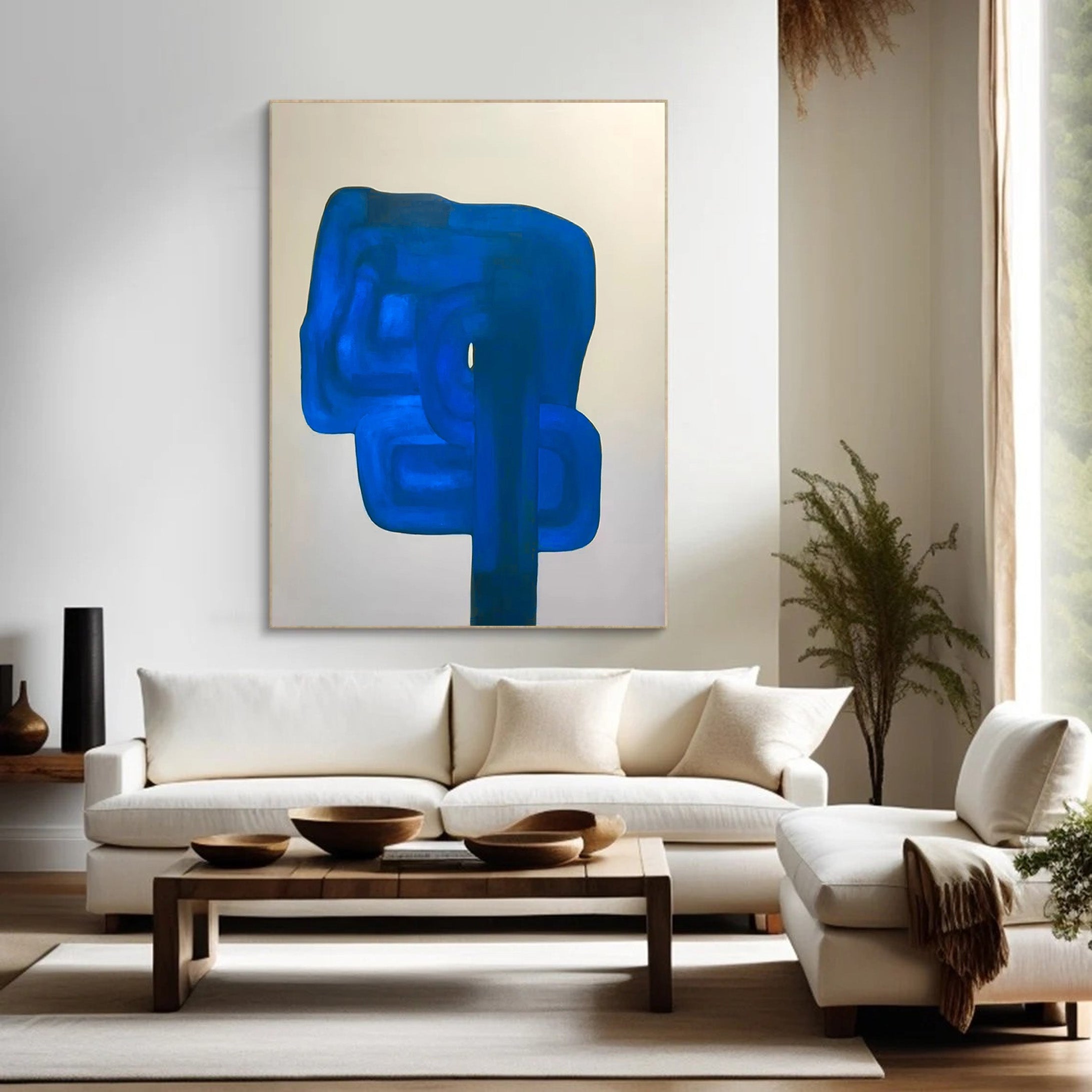Blue Monolith: Abstract Expressionist, Vibrant Blue Canvas #BGA 119