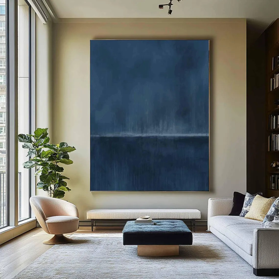 Deep Blue Gradient Minimalist Art, Contemporary Wall Painting #BGA 076