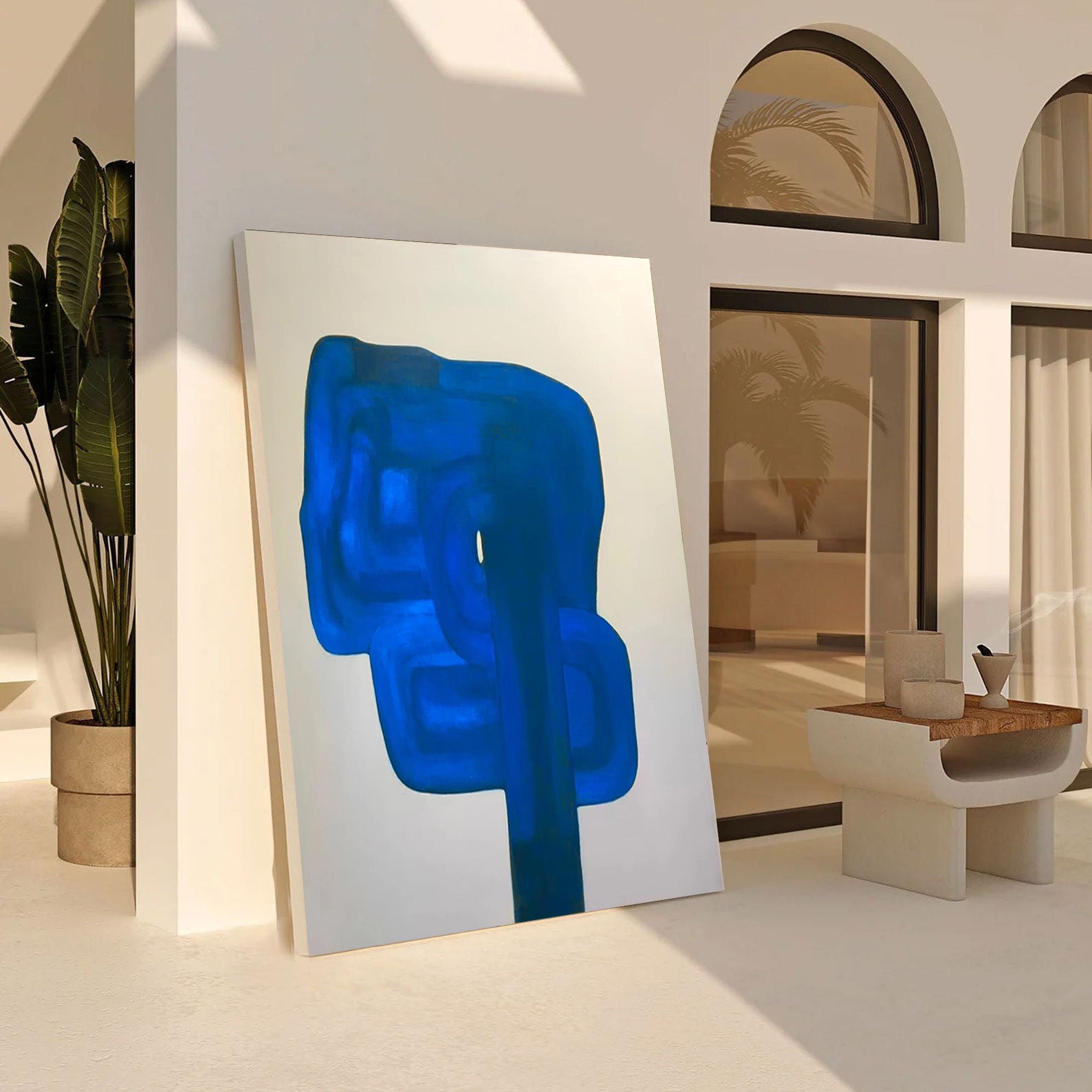 Blue Monolith: Abstract Expressionist, Vibrant Blue Canvas #BGA 119