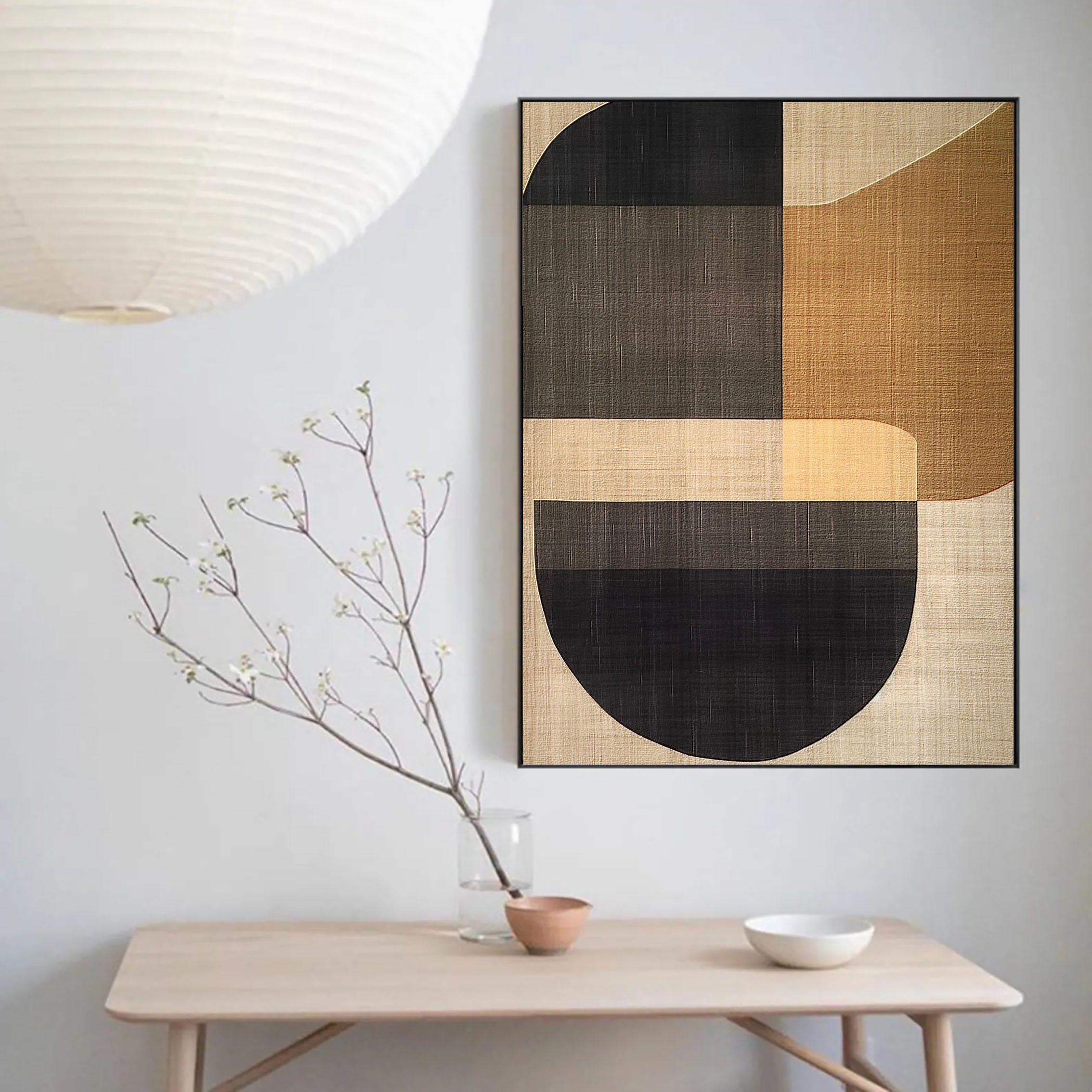 Beige & Brown Abstract Painting #LL 004