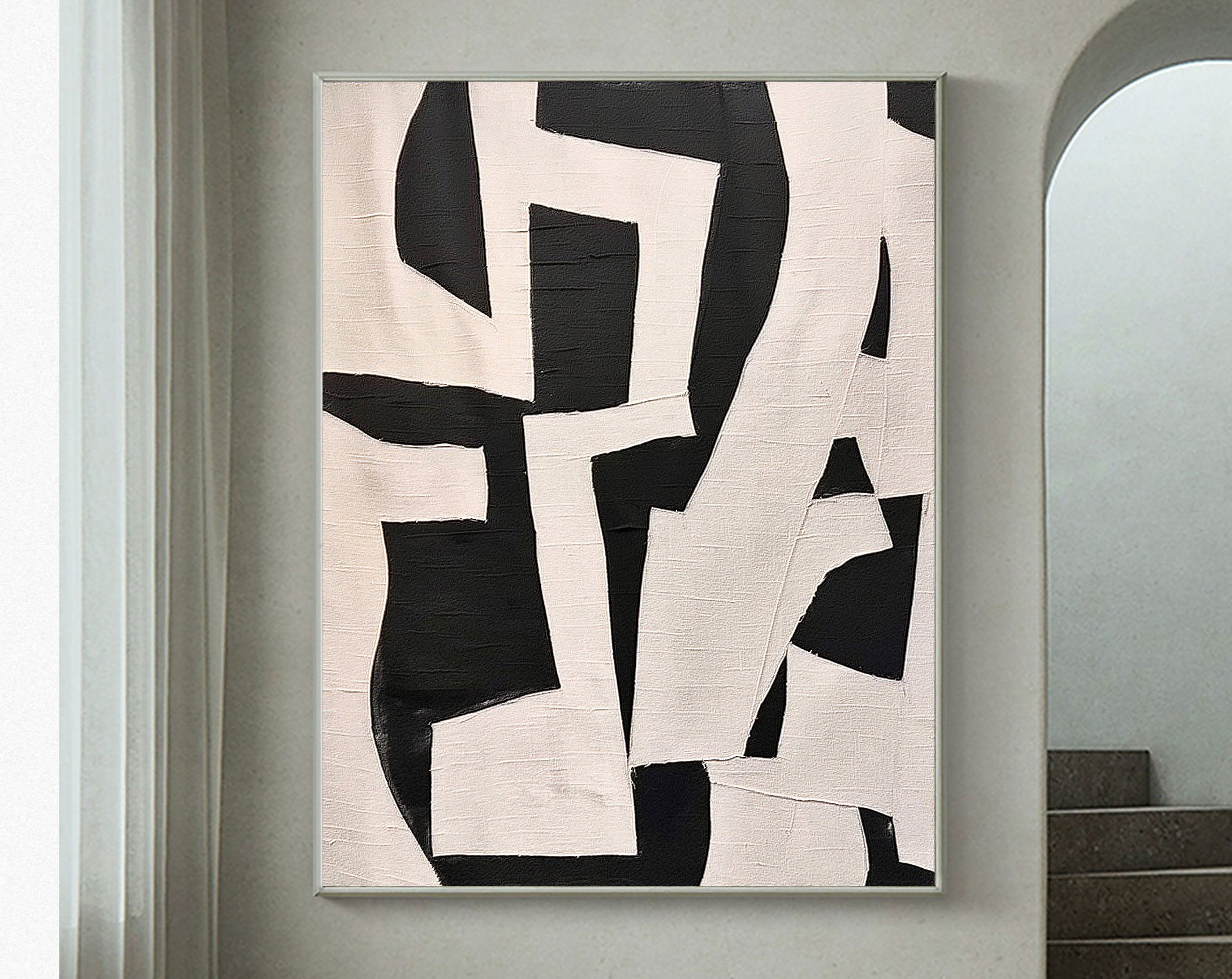 Black & White Abstract Painting #LL 002