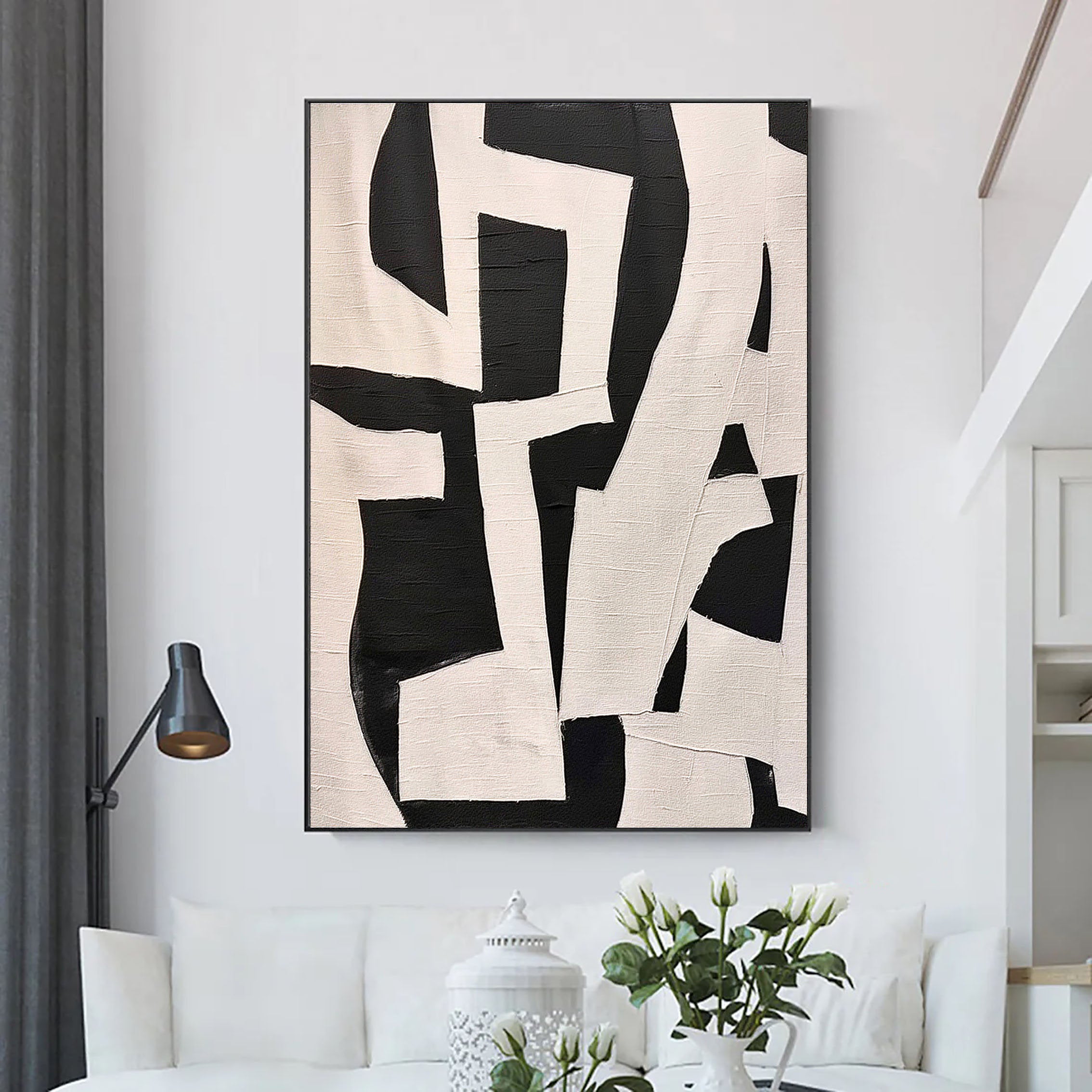 Black & White Abstract Painting #LL 002