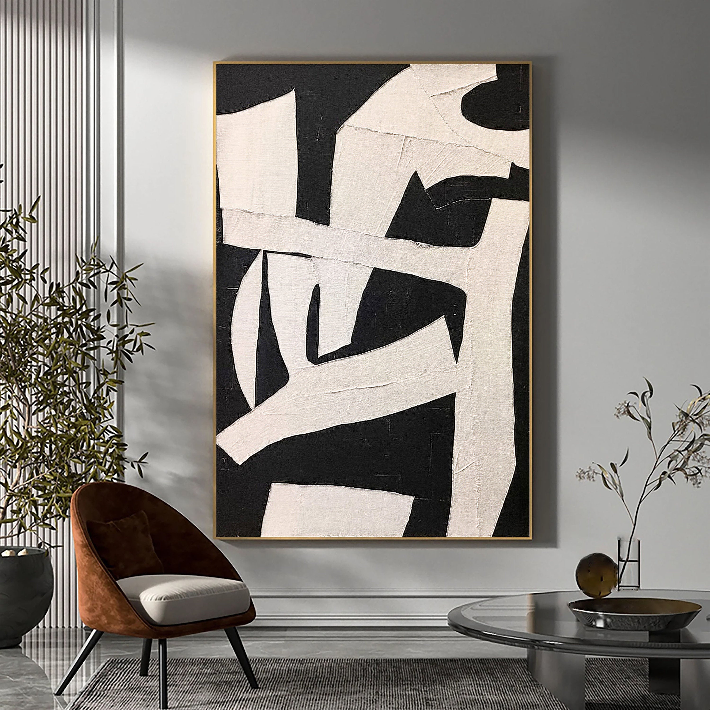 Black & White Abstract Painting #LL 003