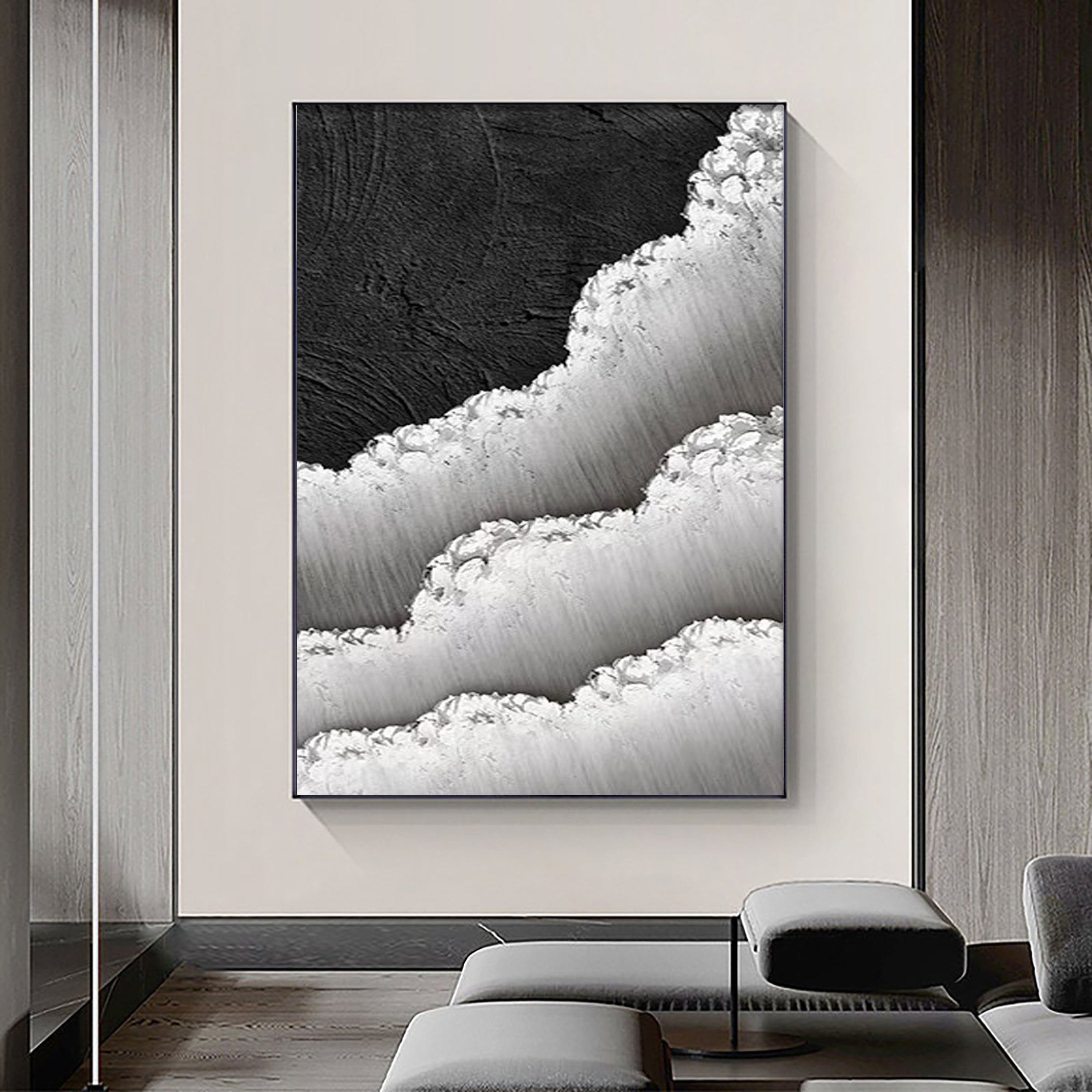 Black & White Abstract Painting #LL 006