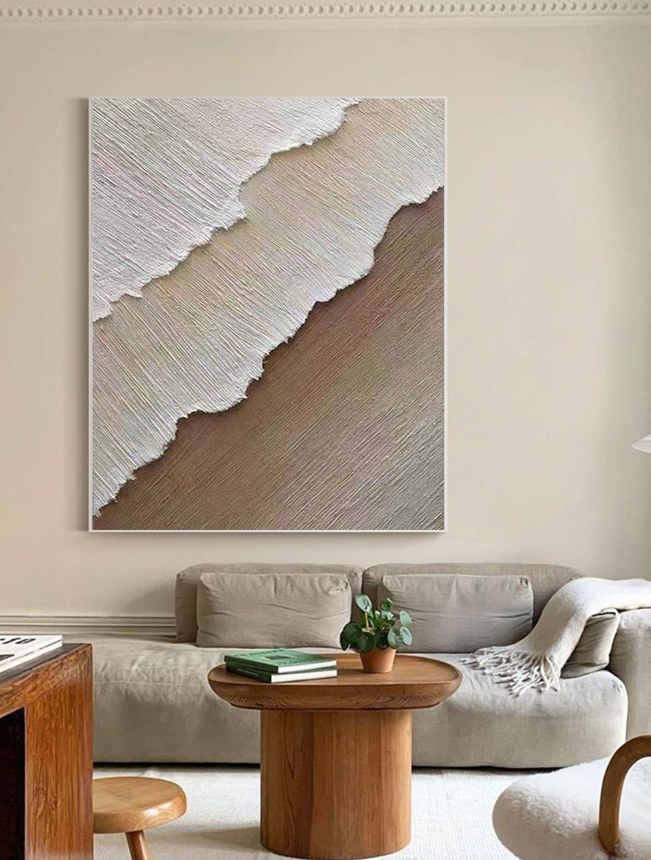 Beige & Brown Abstract Painting #LL 007