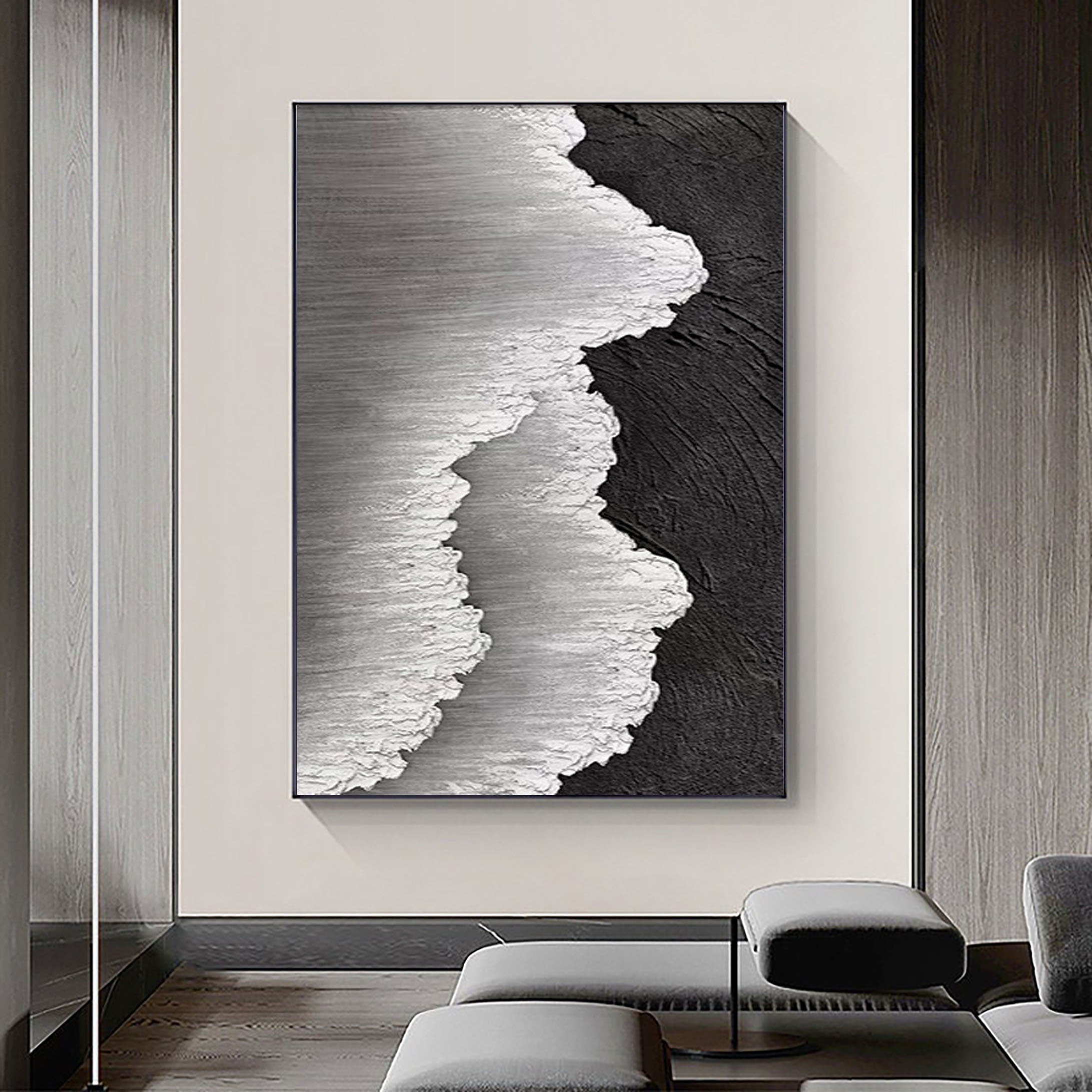 Black & White Abstract Painting #CXA 004