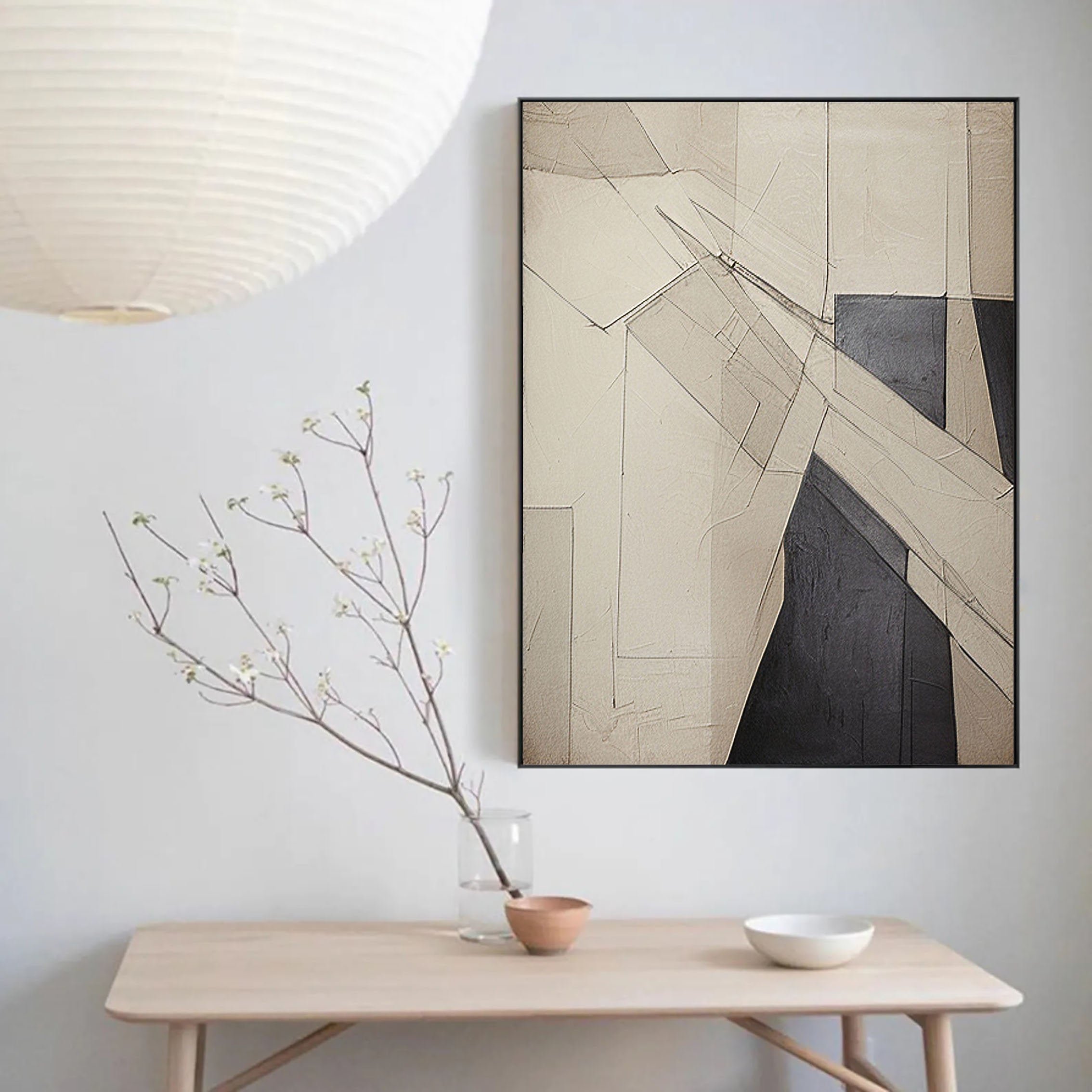 Beige & Brown Abstract Painting #LL 025