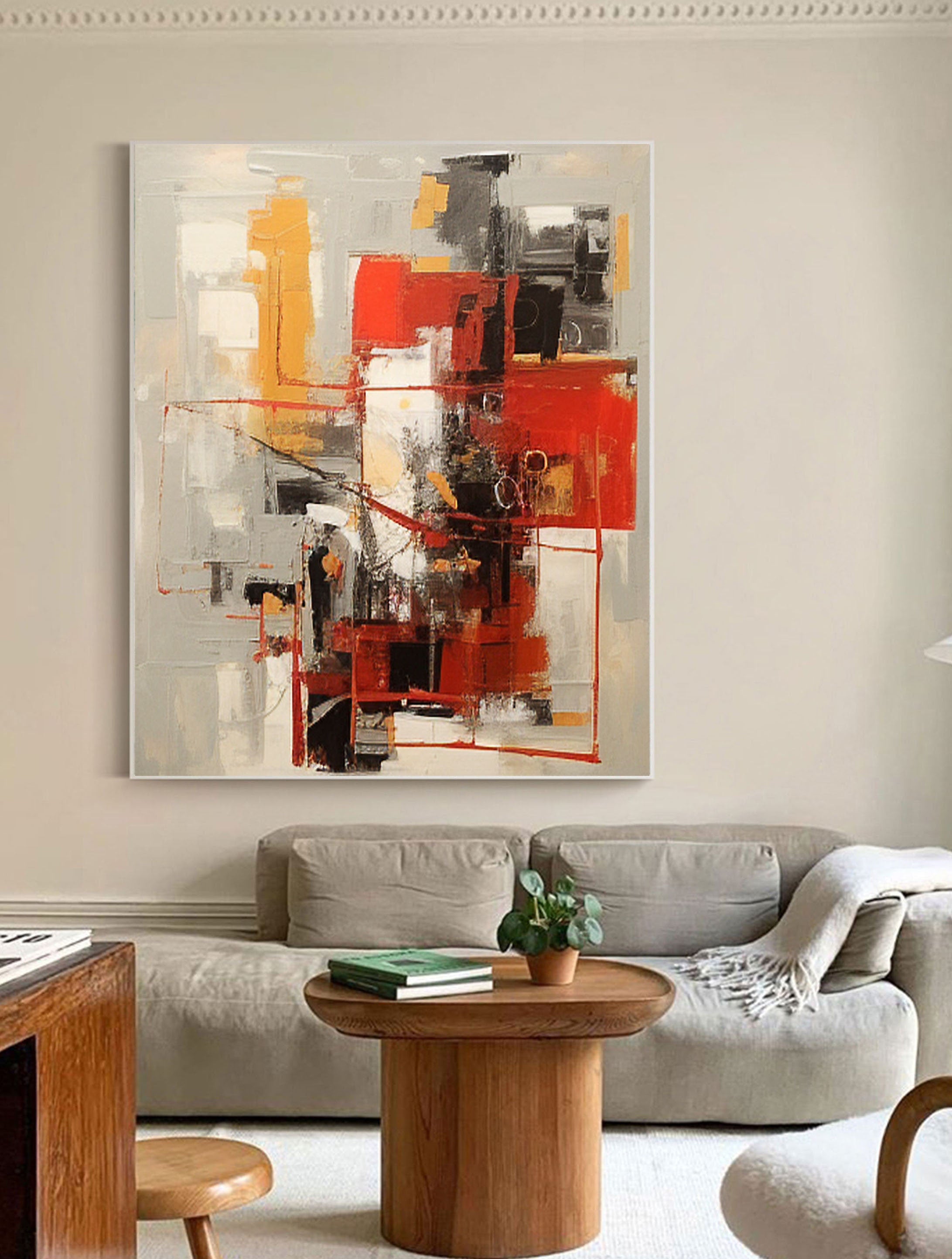 Beige & Brown Abstract Painting #LL 014