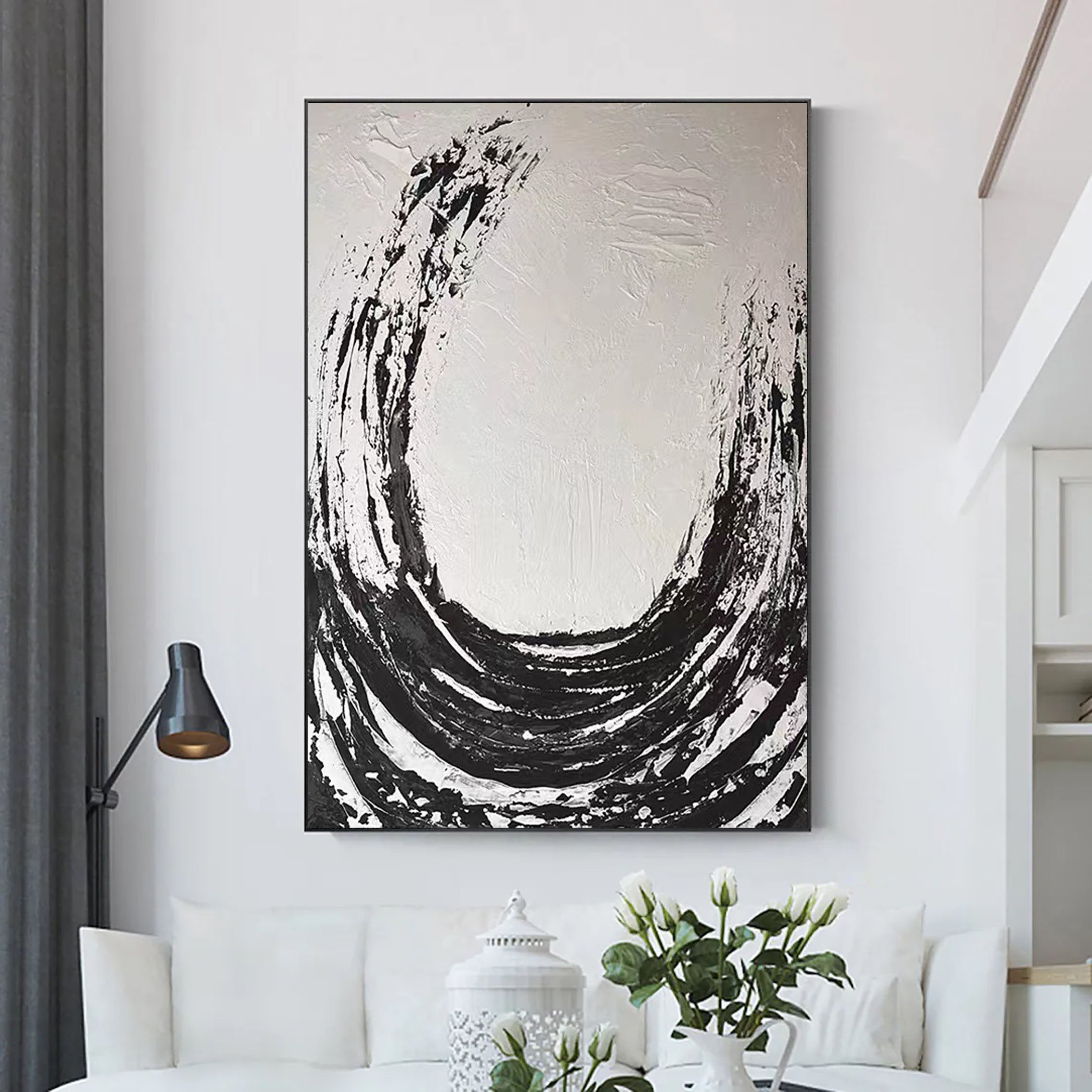 Black & White Abstract Painting #LL 008