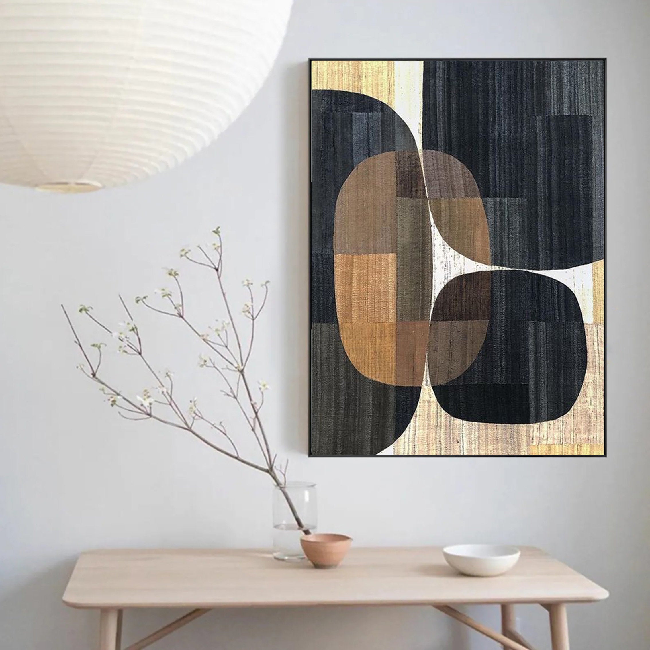 Beige & Brown Abstract Painting #LL 008