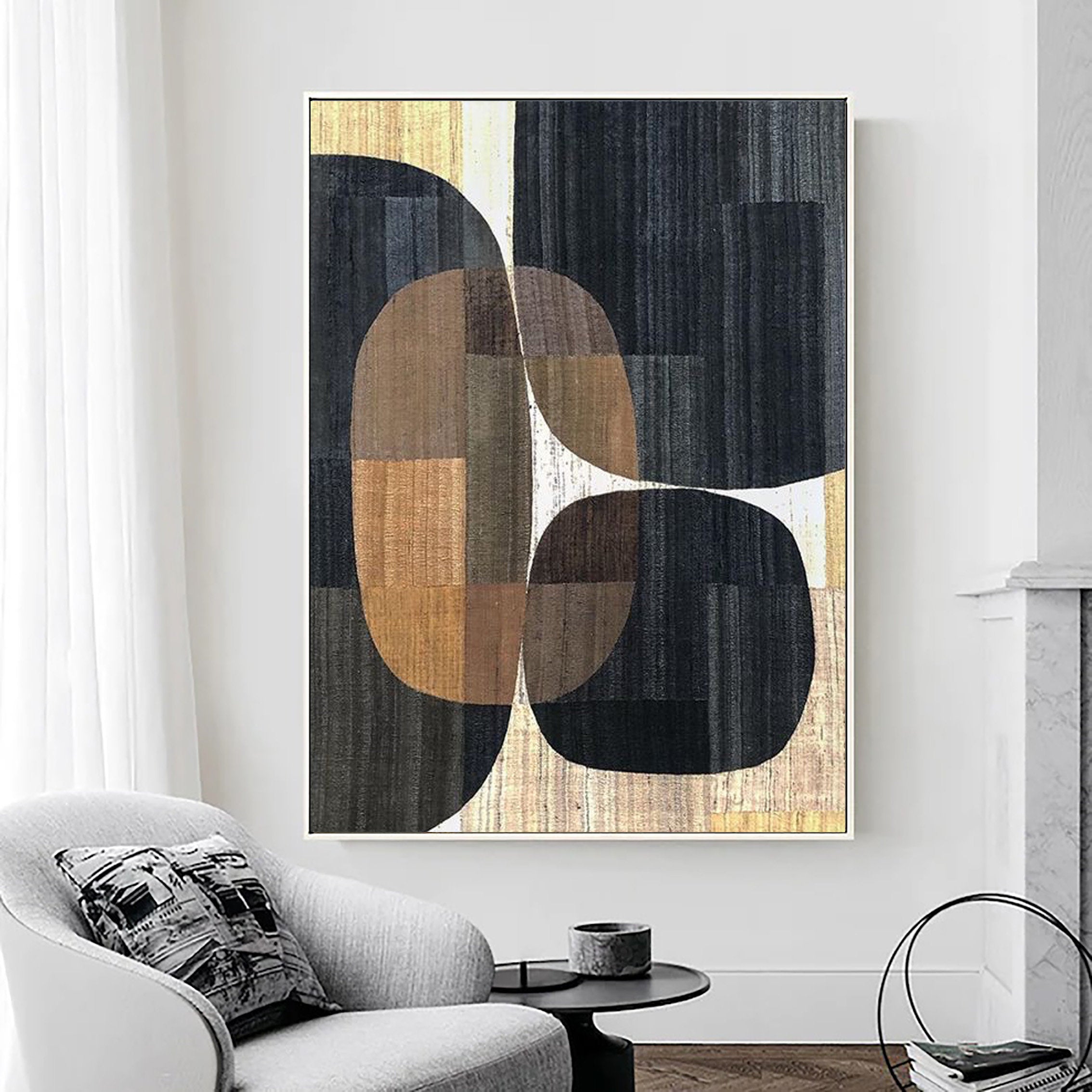 Beige & Brown Abstract Painting #LL 008