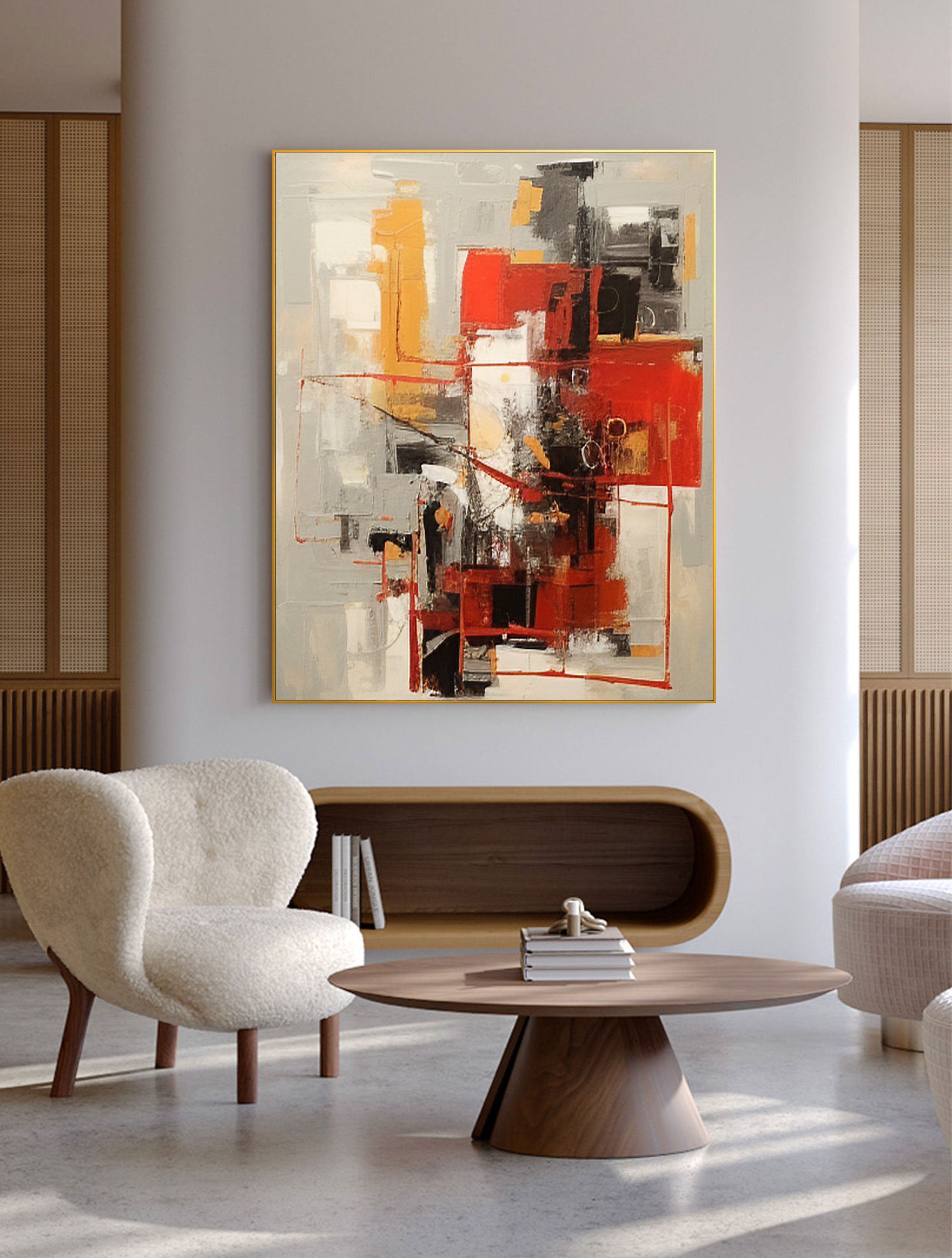 Beige & Brown Abstract Painting #LL 014