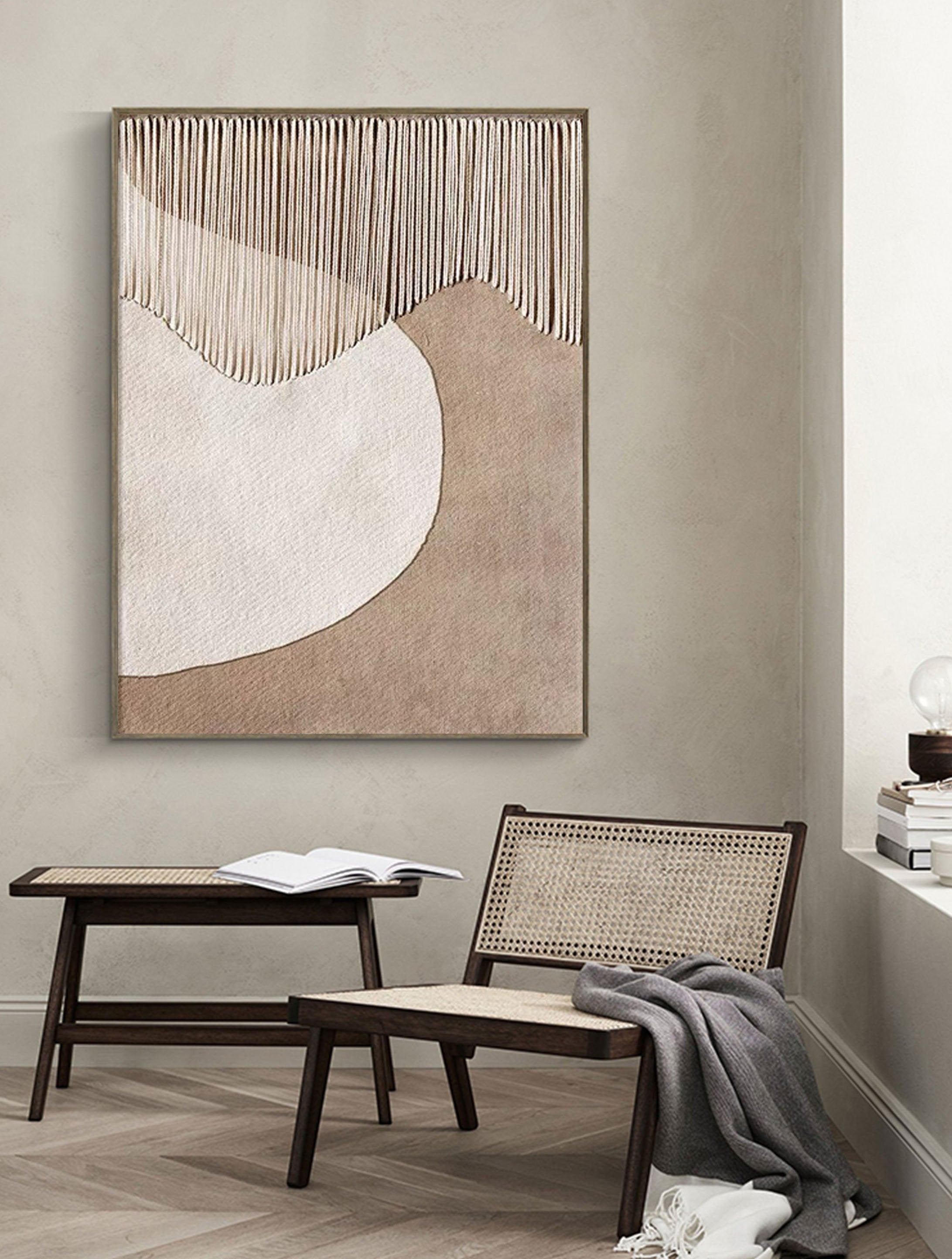 Beige & Brown Abstract Painting #LL 028