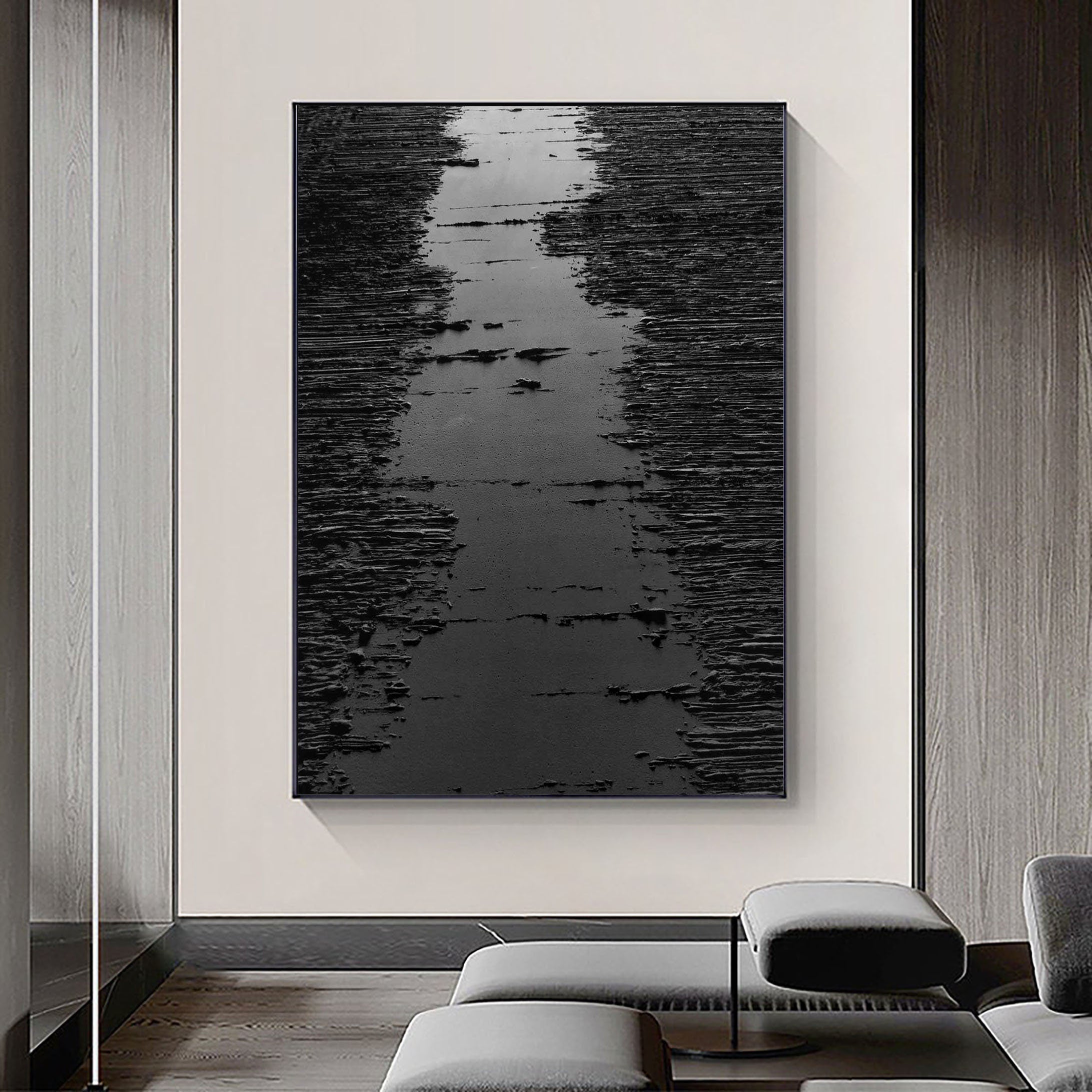 Black & White Abstract Painting #CXA 003