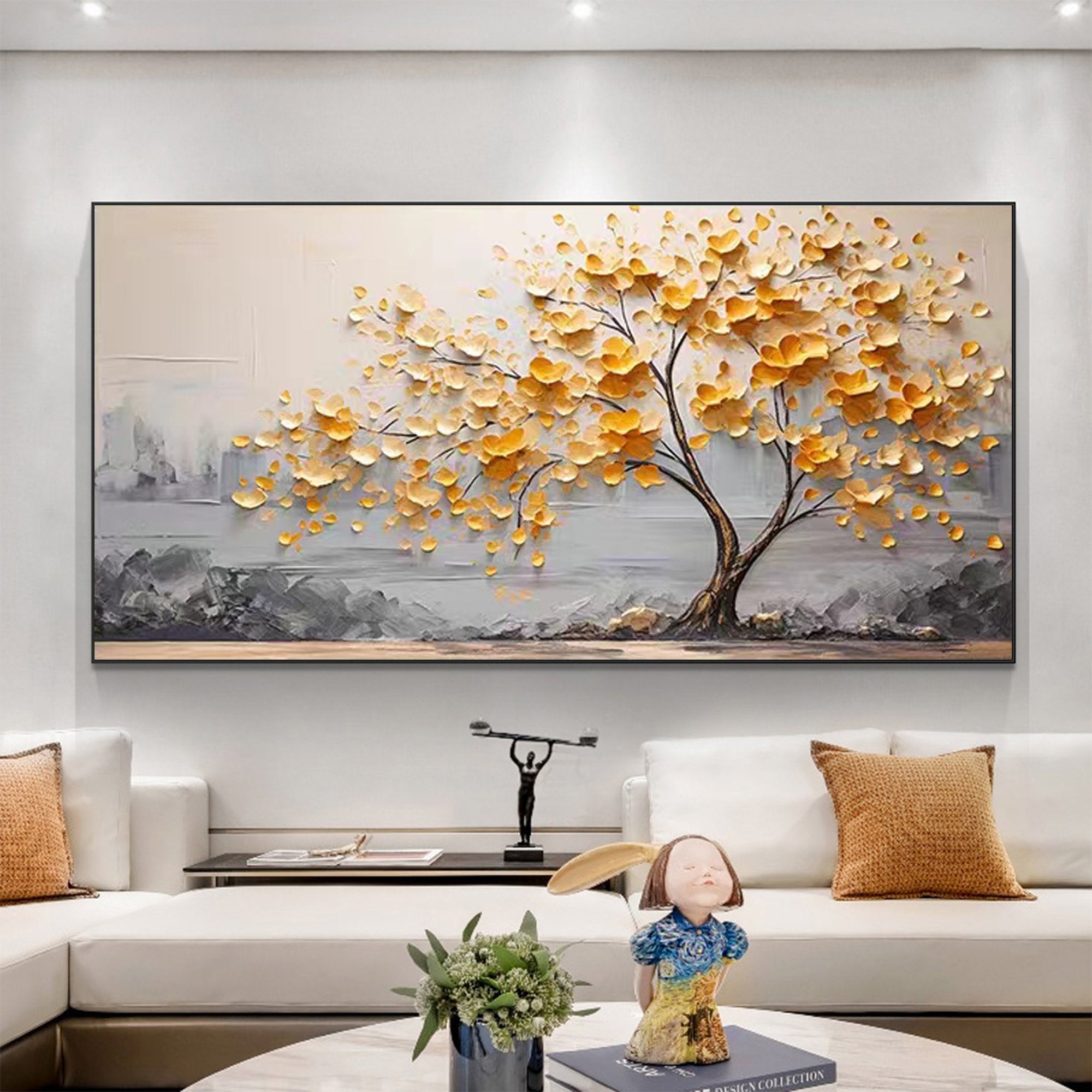Golden Blossom Tree Art - Textured Wall Decor #BGM 010