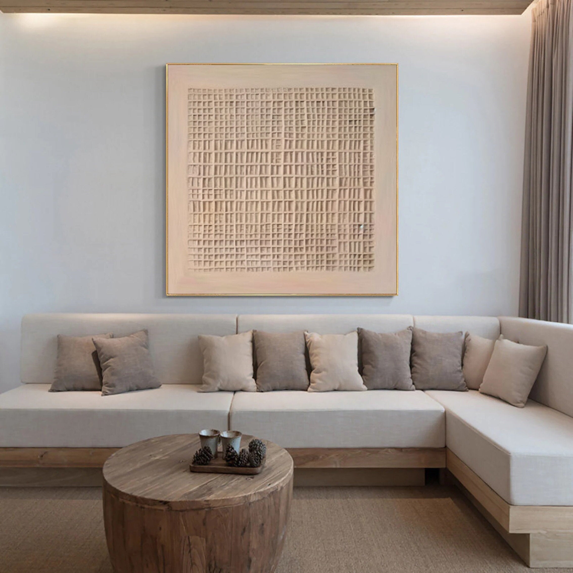 Beige & Brown Abstract Painting #LL 020