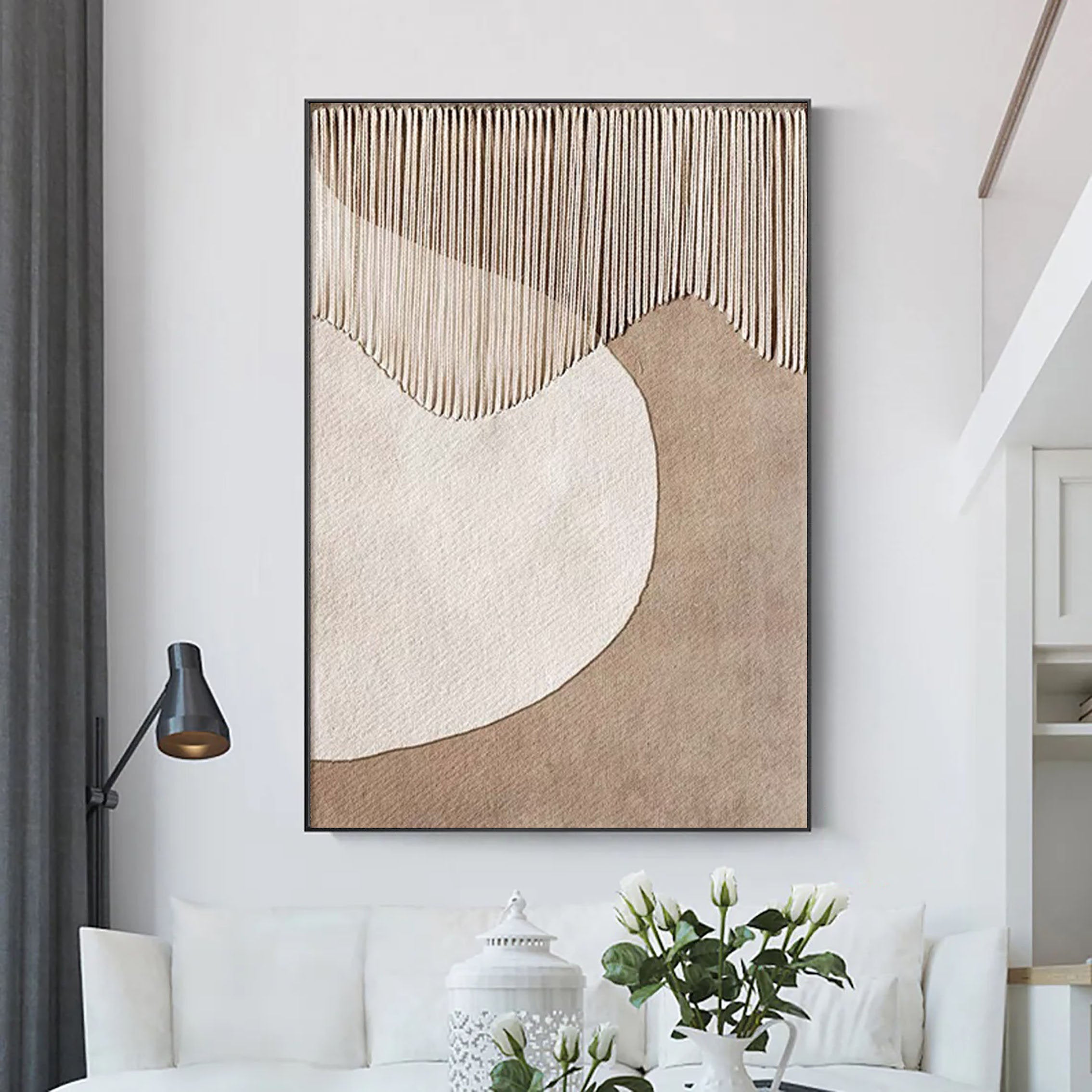 Beige & Brown Abstract Painting #LL 028