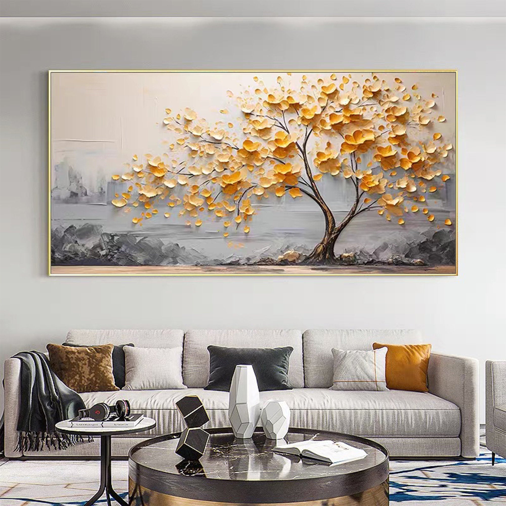 Golden Blossom Tree Art - Textured Wall Decor #BGM 010