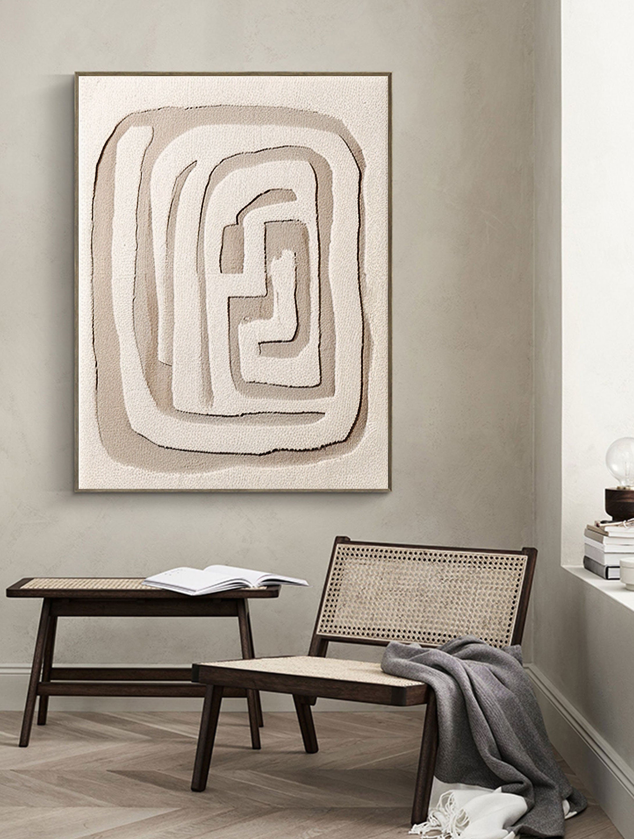Beige & Brown Abstract Painting #CXA 015